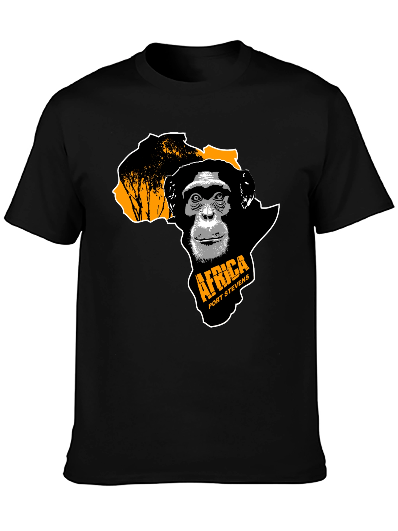Africa Chimpanzee Graphic Black T-Shirt