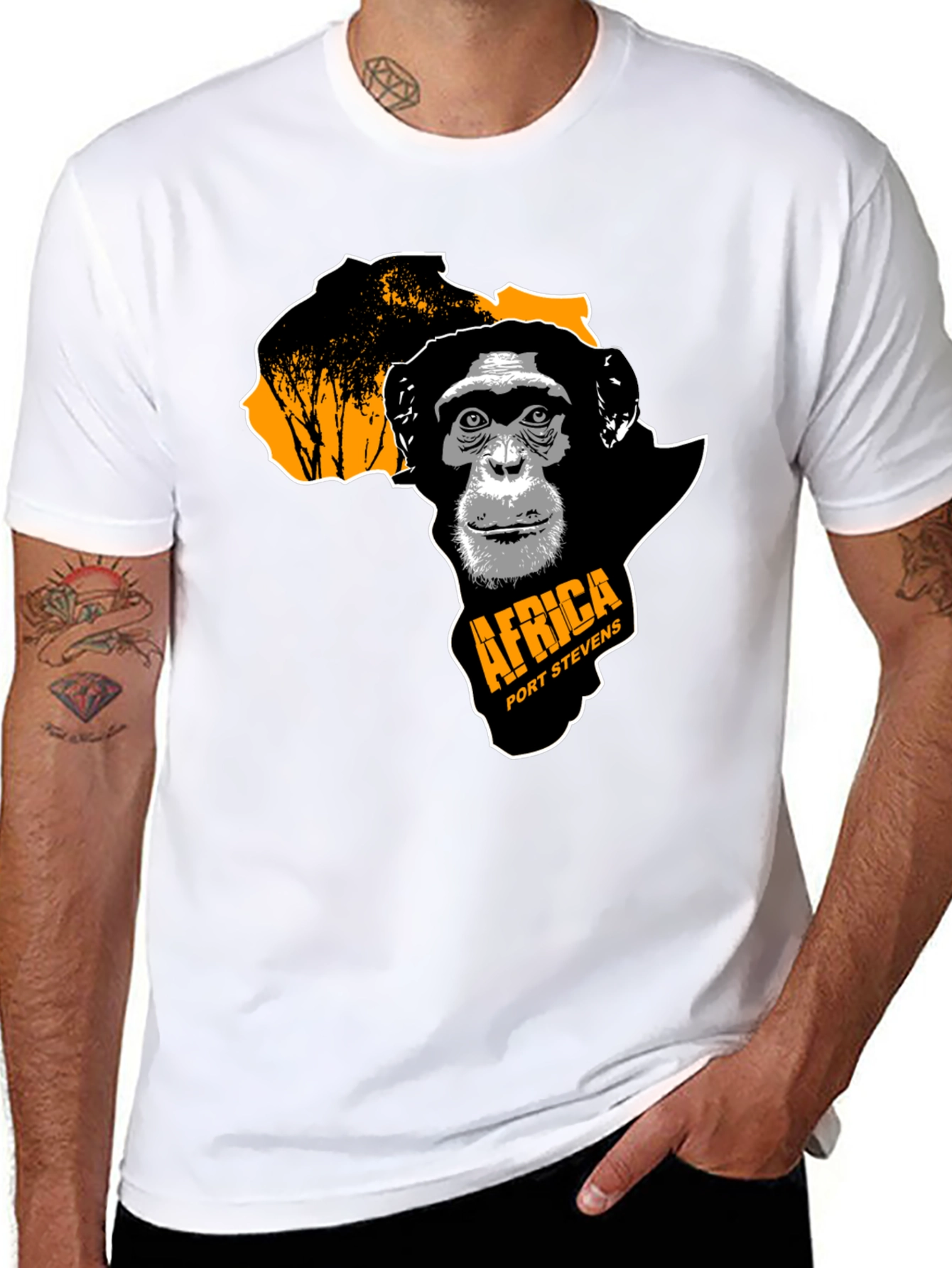 Africa Chimpanzee Graphic Black T-Shirt