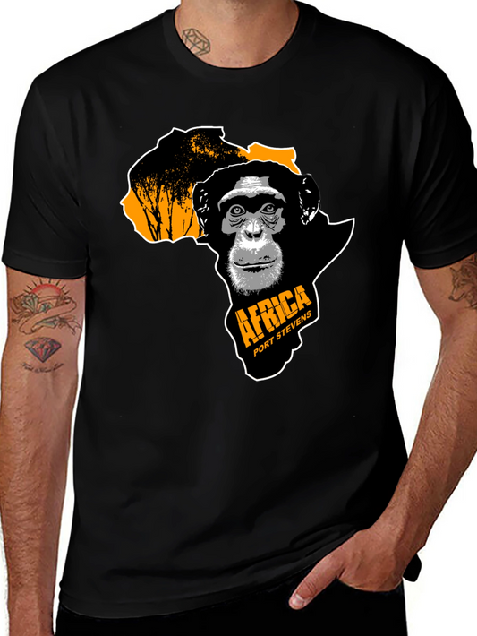 Africa Chimpanzee Graphic Black T-Shirt