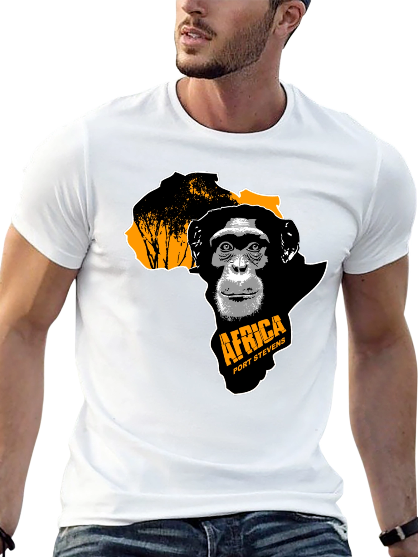 Africa Chimpanzee Graphic Black T-Shirt