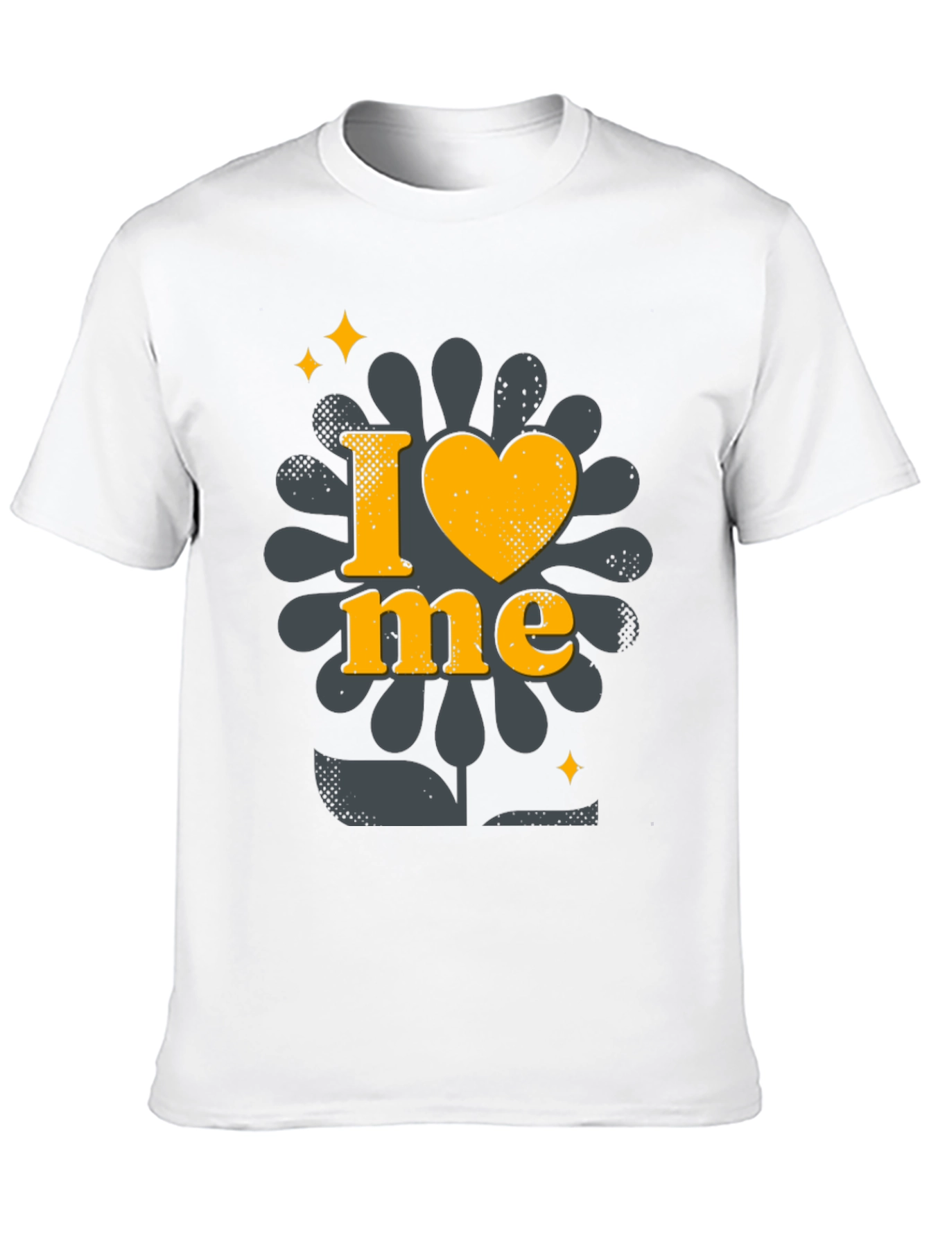 I Love Me Black T-Shirt with Floral Design