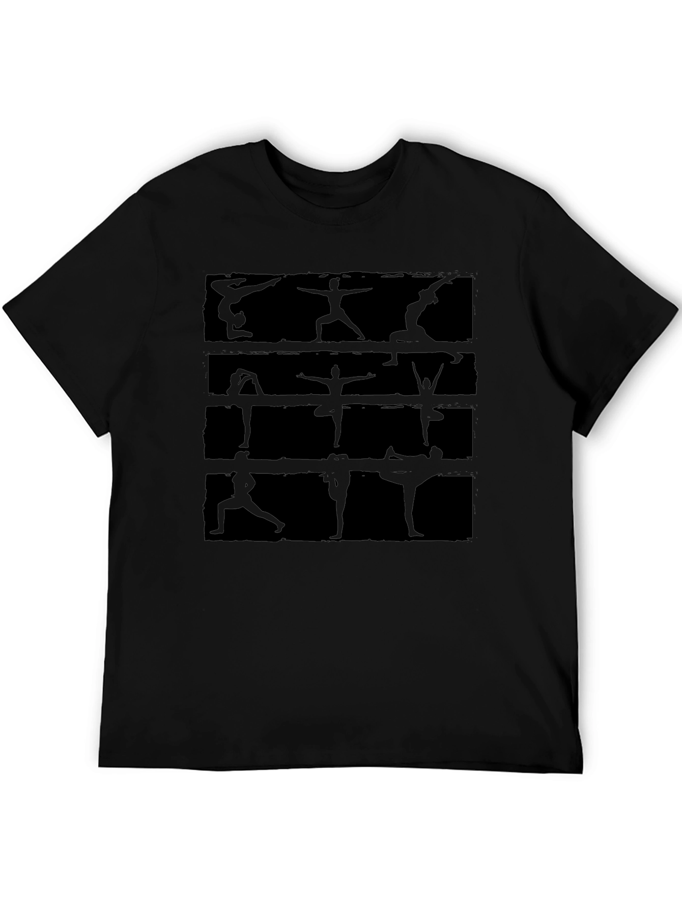 Yoga Pose Graphic Print Black T-Shirt
