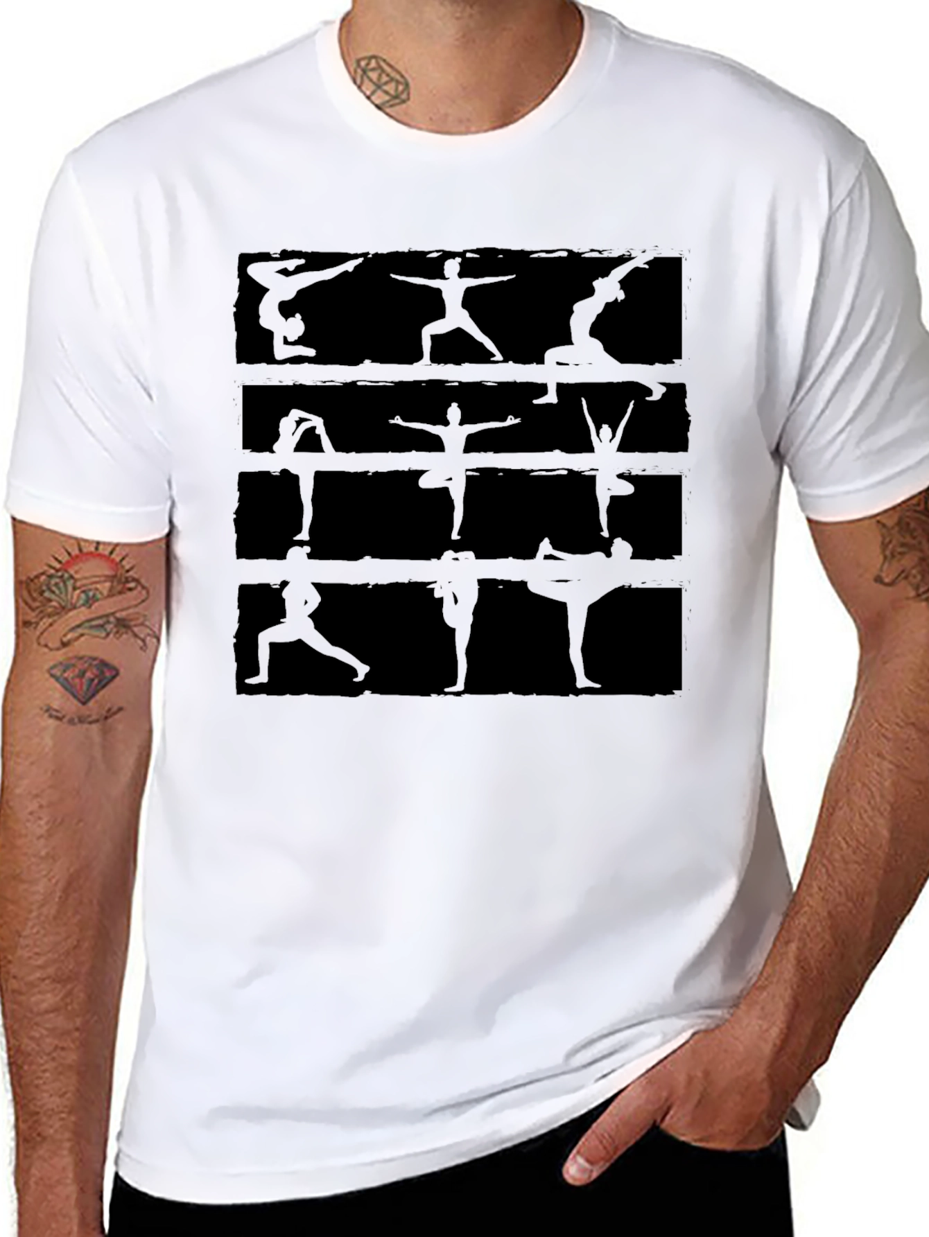 Yoga Pose Graphic Print Black T-Shirt