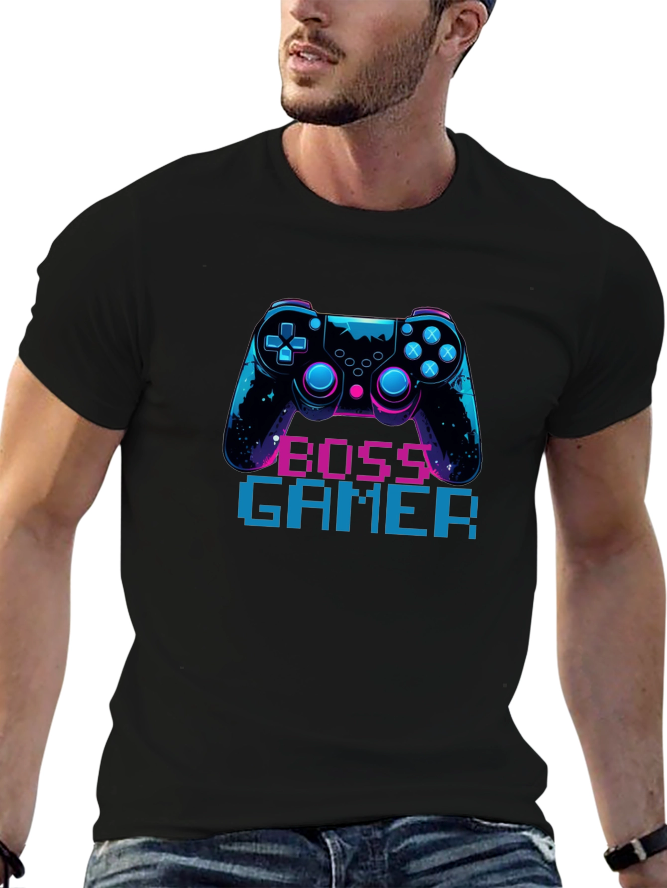 Boss Gamer Black T-Shirt - Console Design