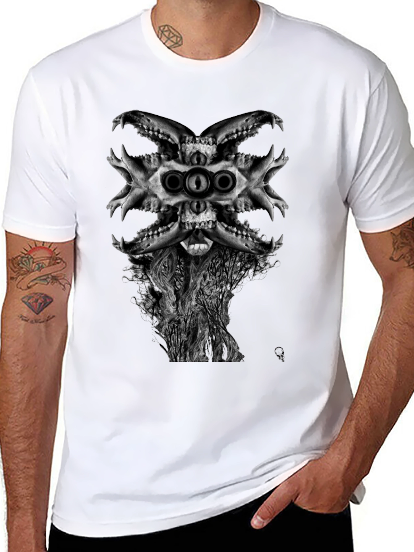 Skull & Tree Graphic T-Shirt - Dark Aesthetic