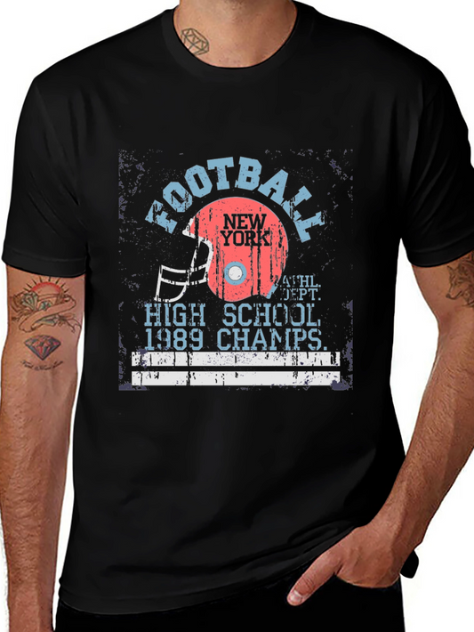 Vintage Football Graphic T-Shirt - New York High School Champs