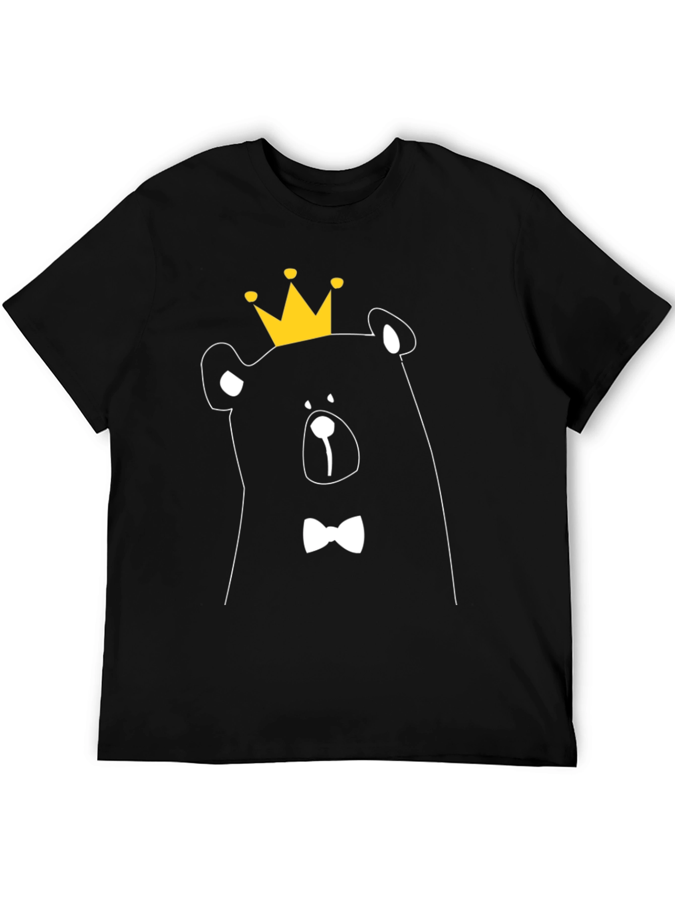 Bear King Graphic Tee - Black Cotton T-Shirt