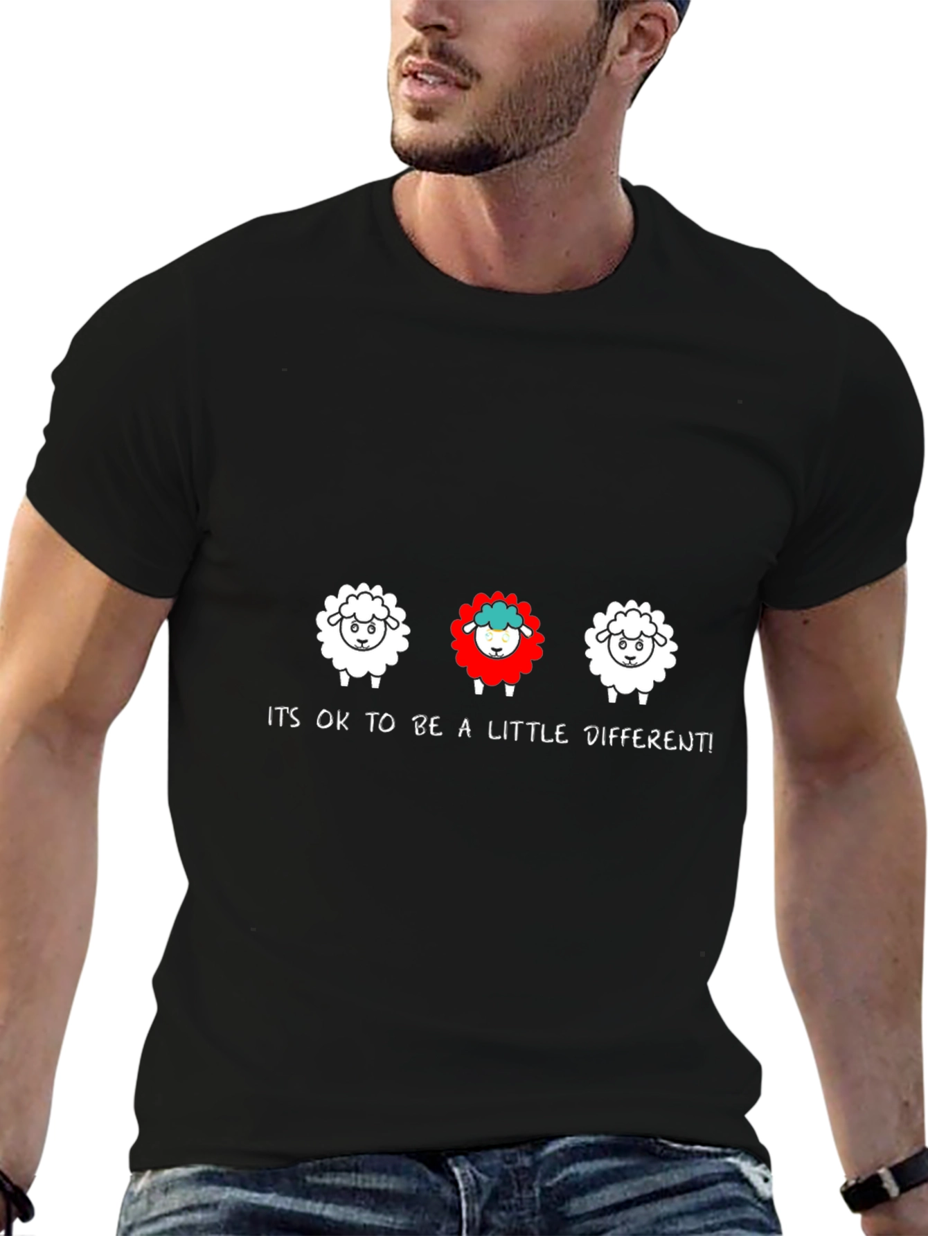 Be Different Sheep Graphic Tee - Black