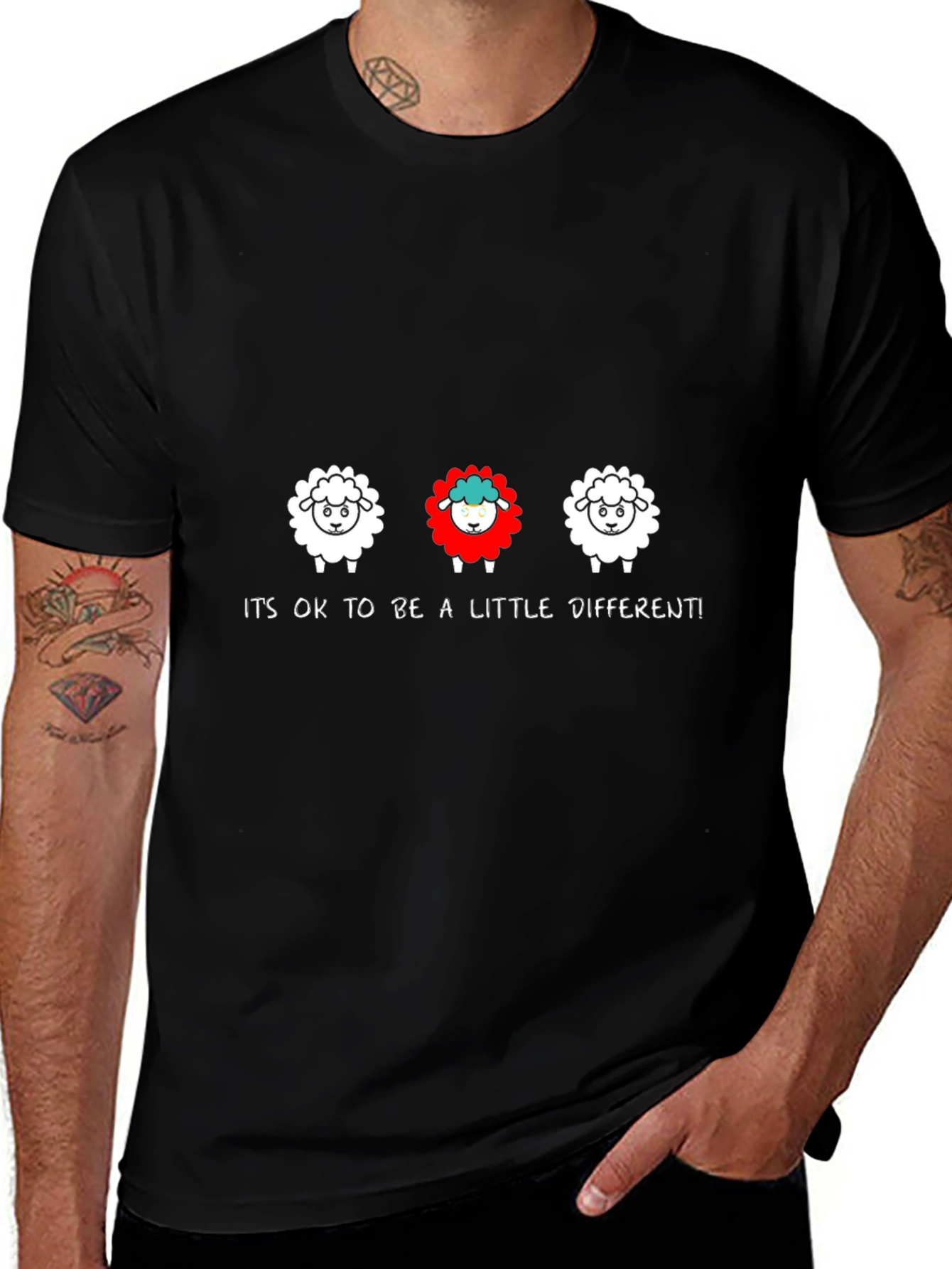 Be Different Sheep Graphic Tee - Black