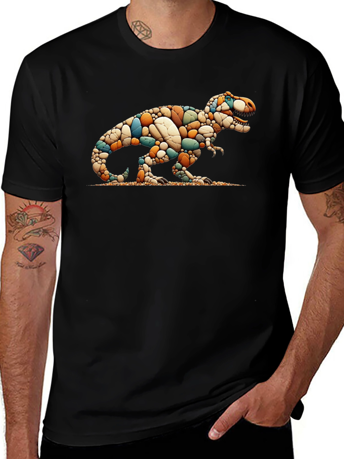 Dino Pebble Art T-Shirt - Unique Design