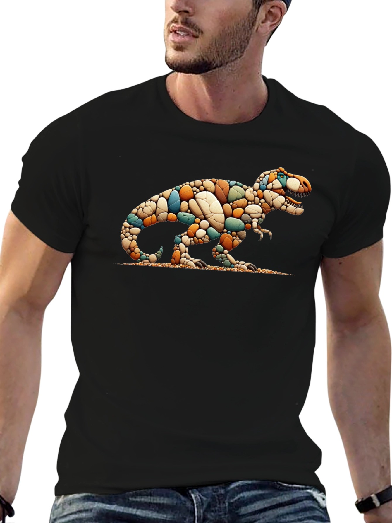 Dino Pebble Art T-Shirt - Unique Design
