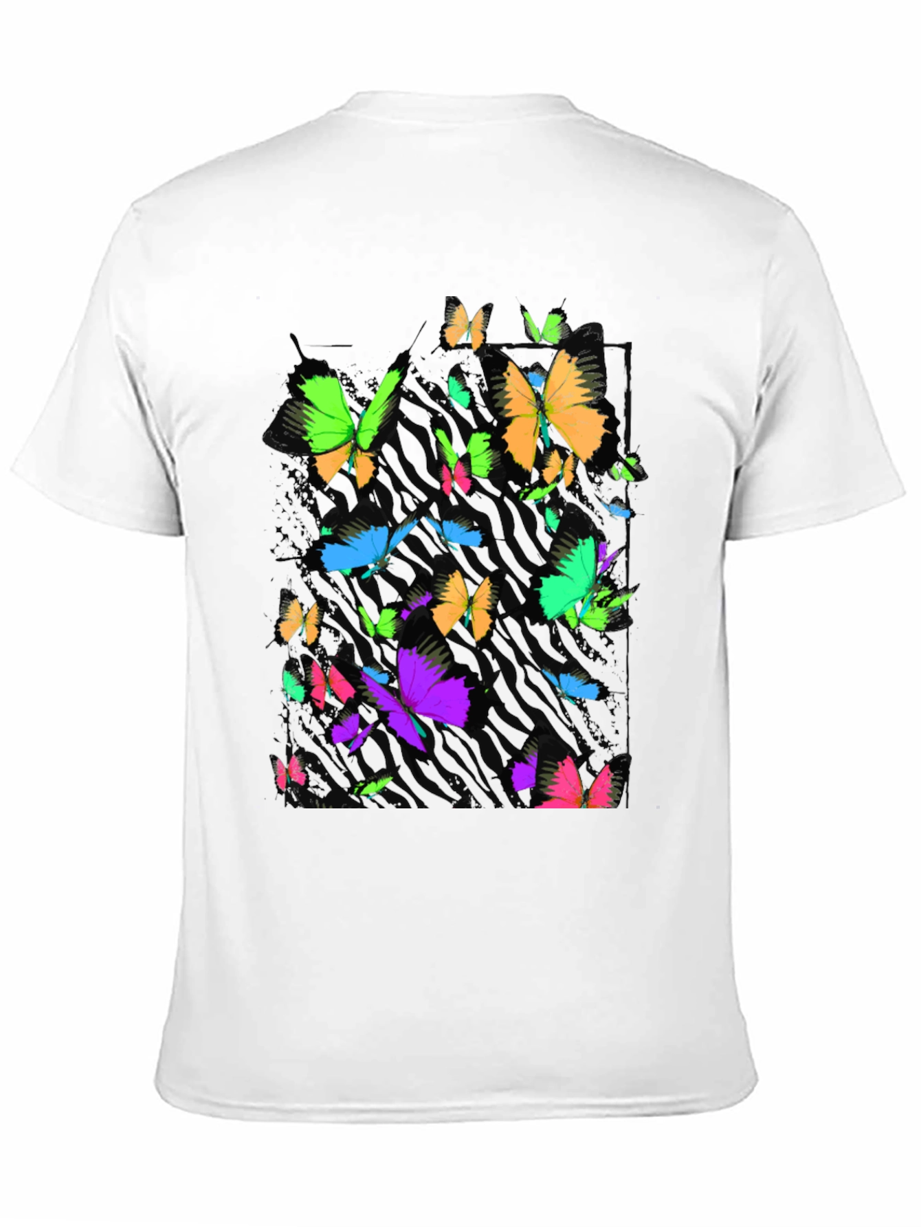 Vibrant Butterfly Graphic Black T-Shirt