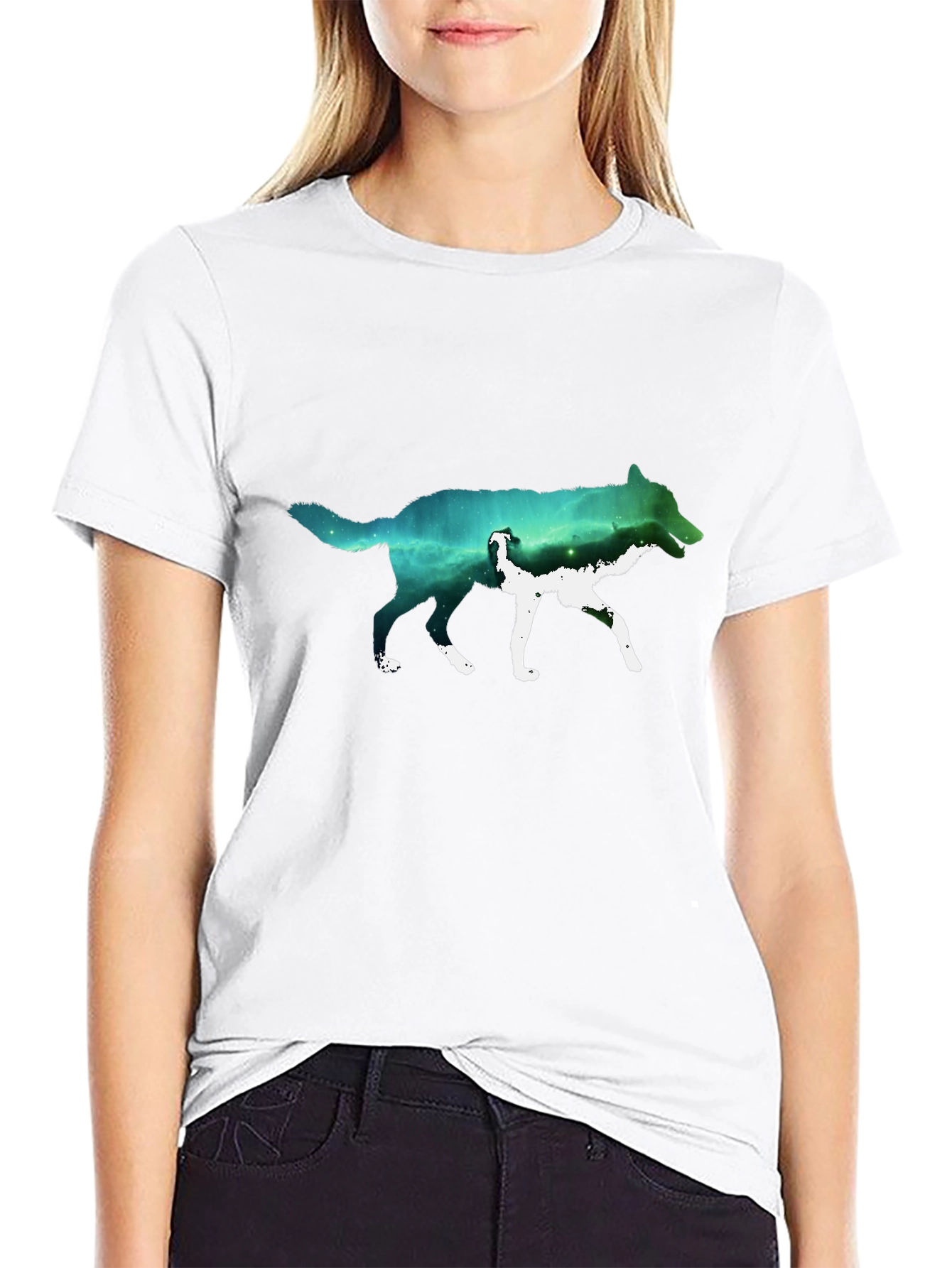 Wolf Galaxy Graphic T-Shirt - Black