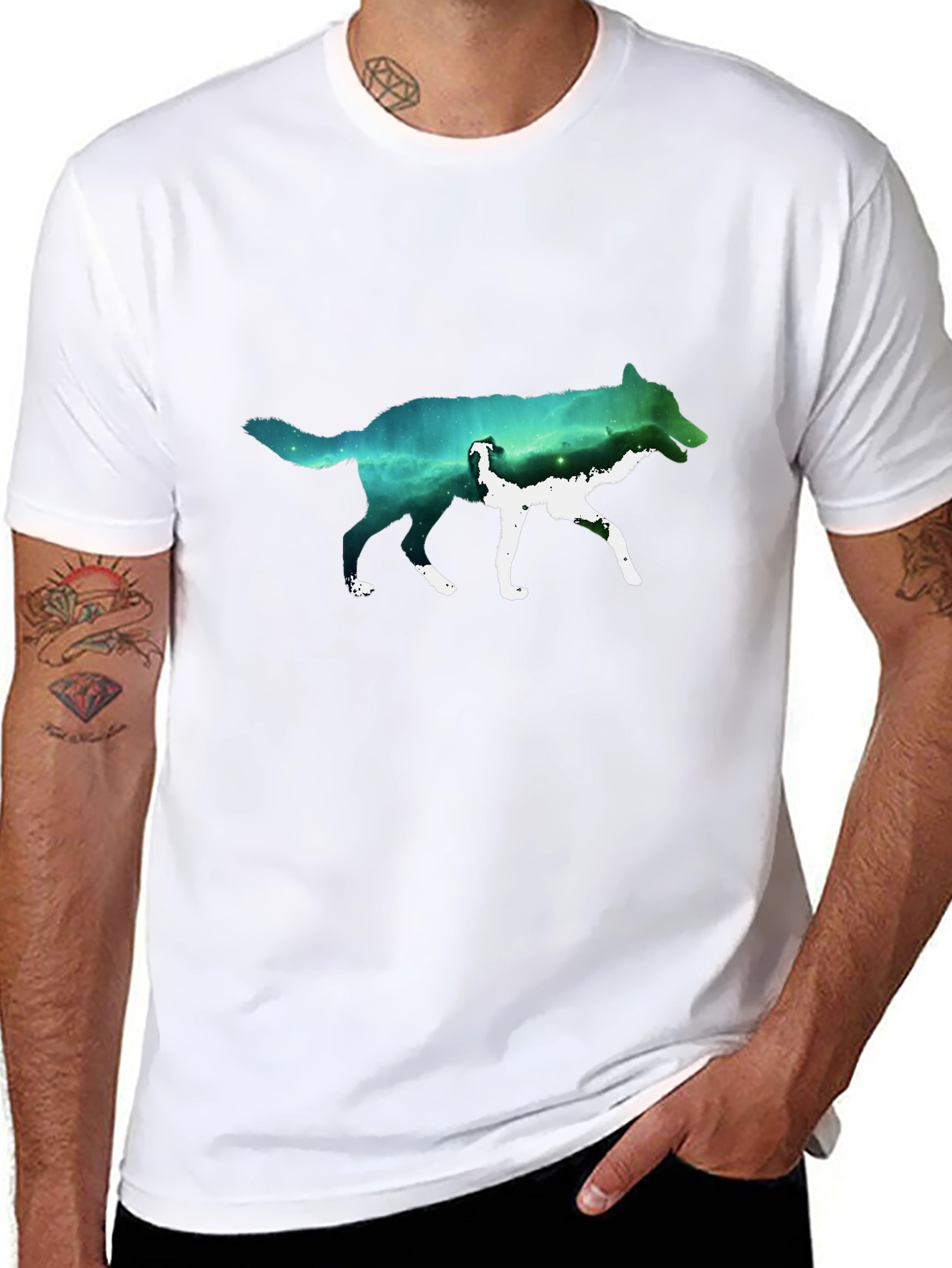 Wolf Galaxy Graphic T-Shirt - Black