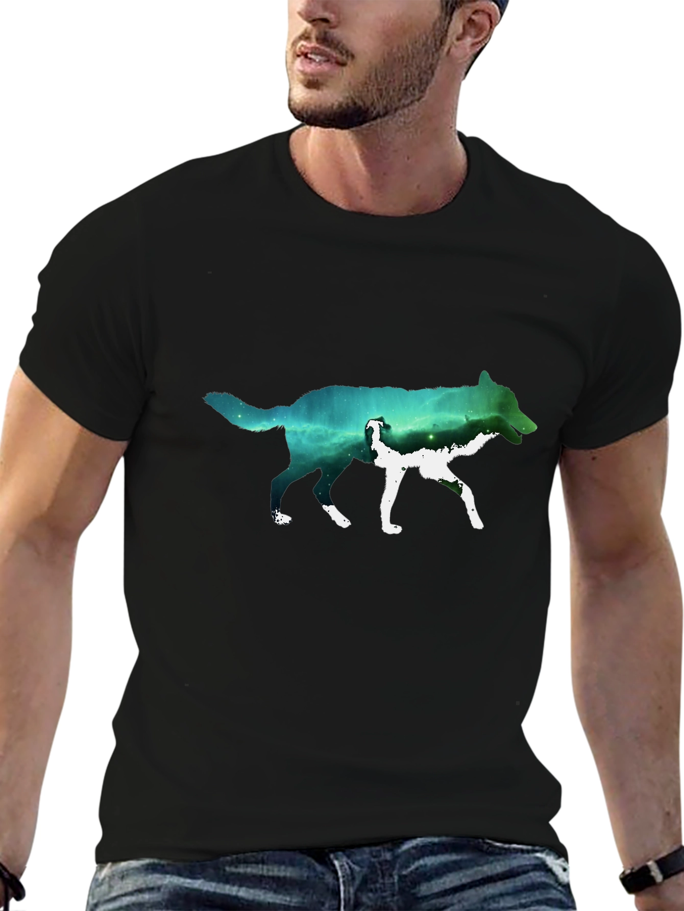 Wolf Galaxy Graphic T-Shirt - Black