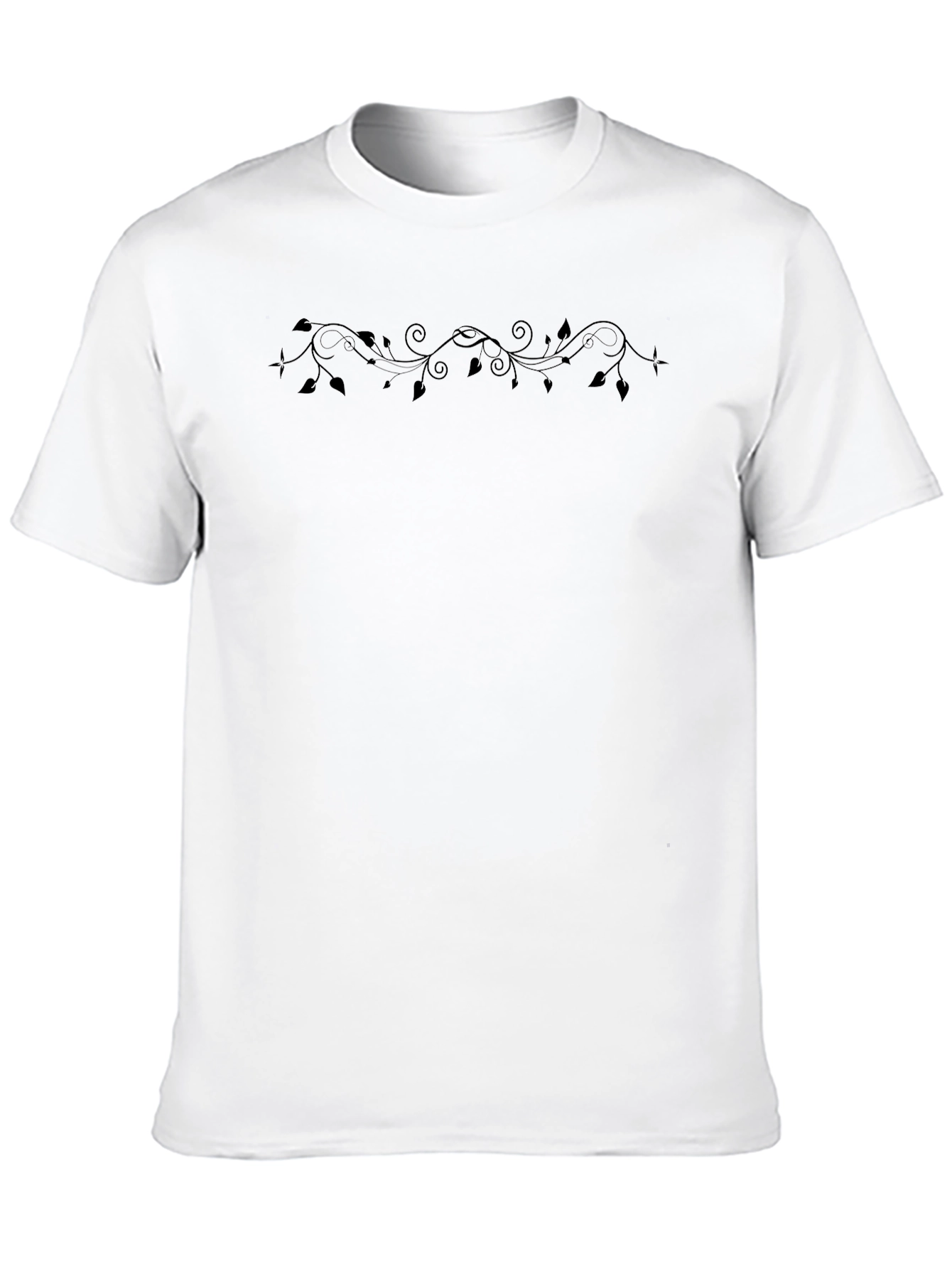 Mens Black T-Shirt with Vine Design