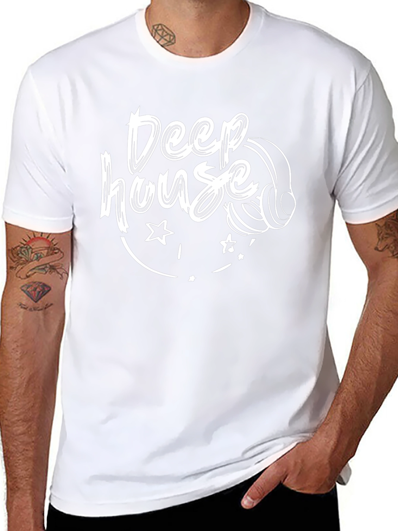 Deep House Music Graphic T-Shirt - Black