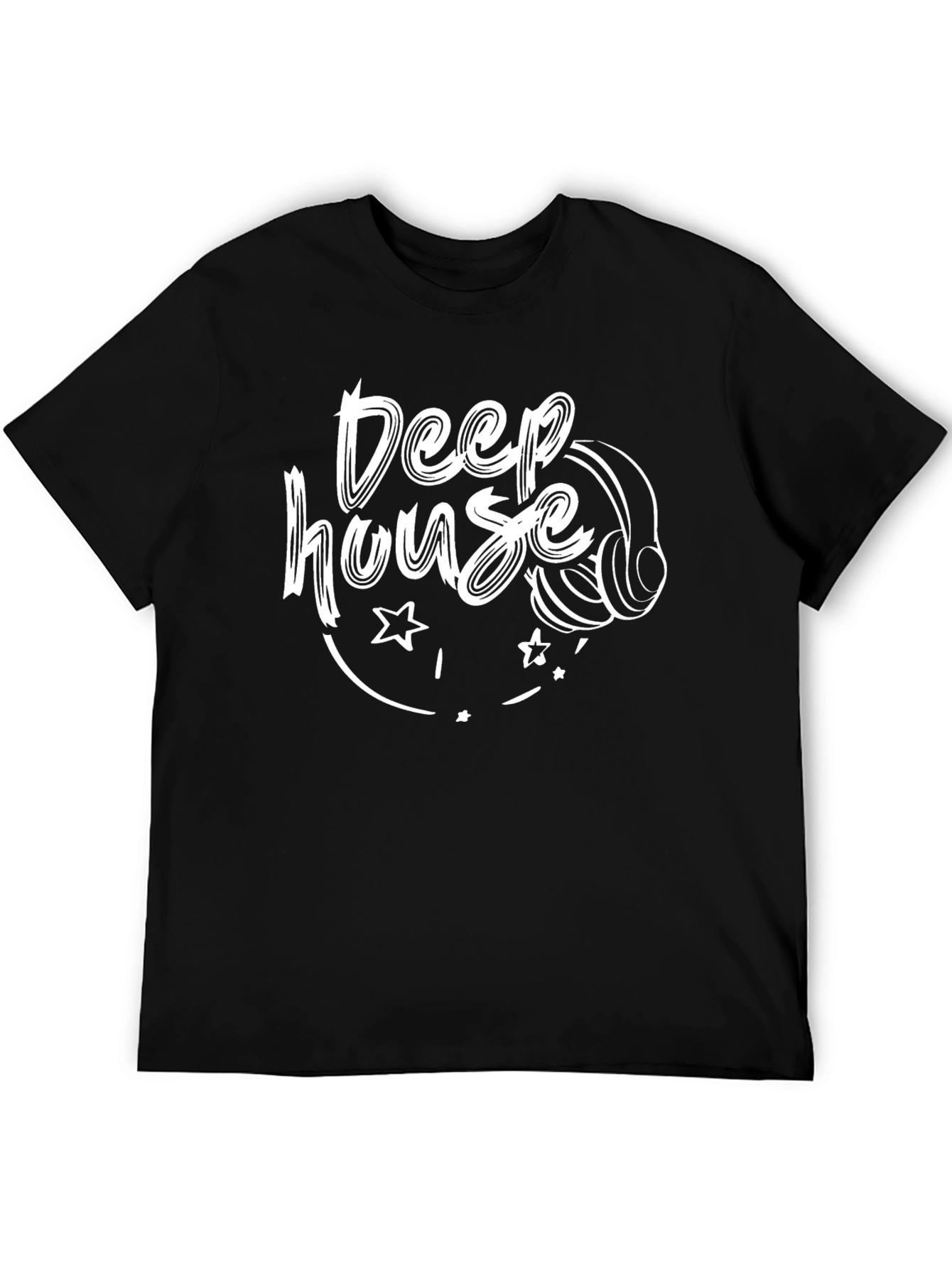 Deep House Music Graphic T-Shirt - Black