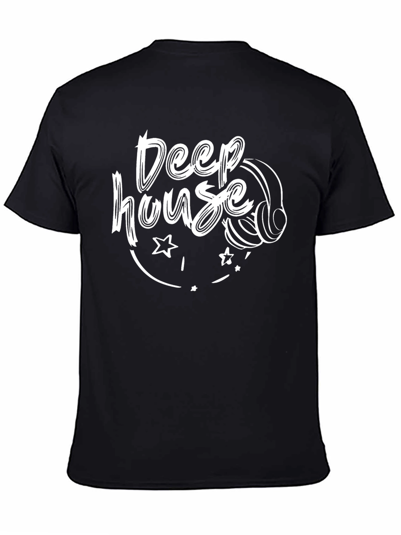 Deep House Music Graphic T-Shirt - Black