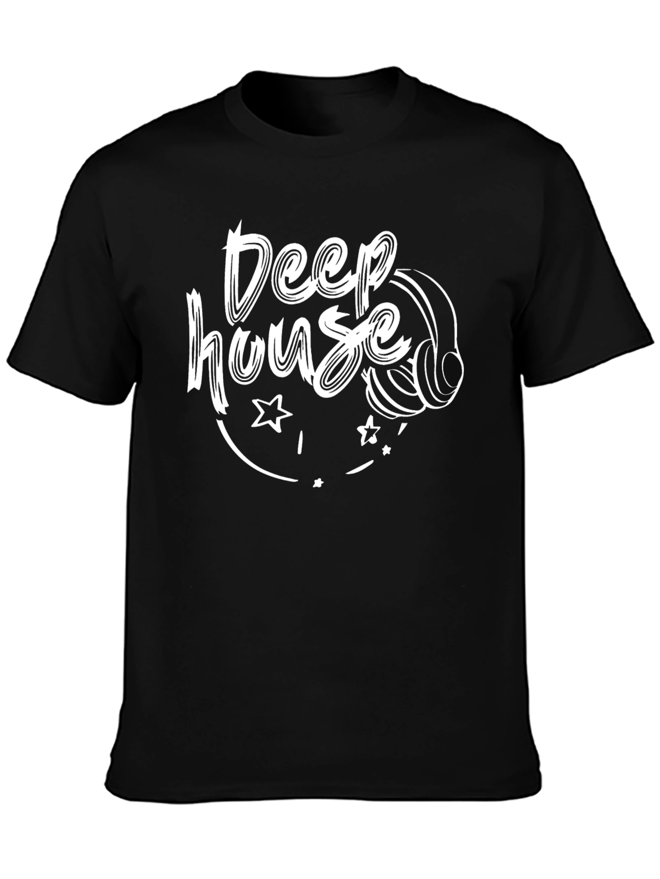 Deep House Music Graphic T-Shirt - Black