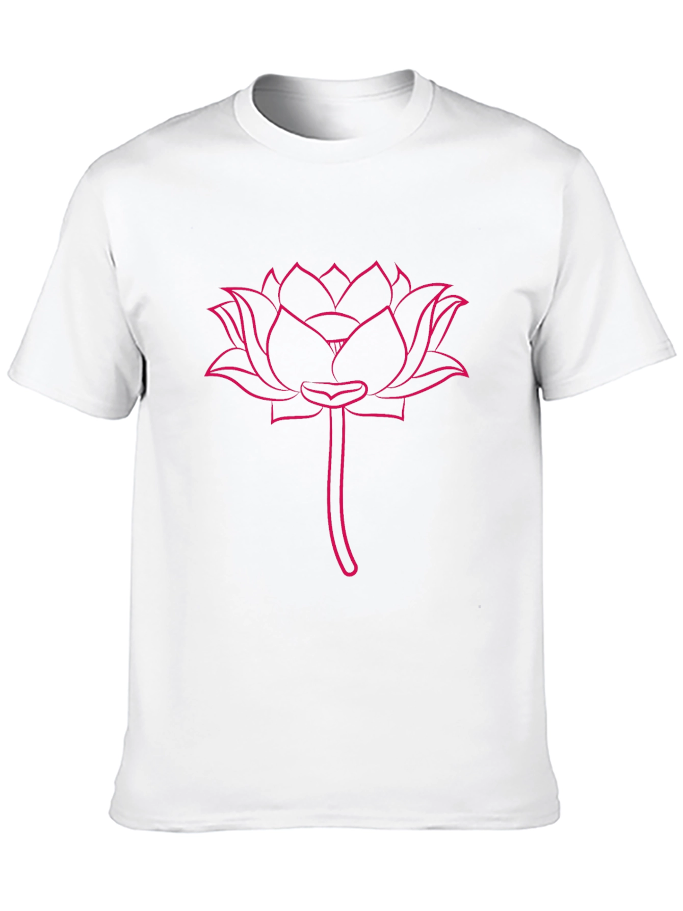 Pink Lotus Flower Print Black T-Shirt