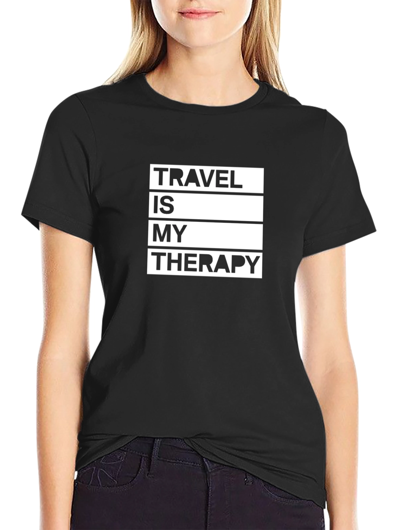 Travel Therapy Black Graphic T-Shirt