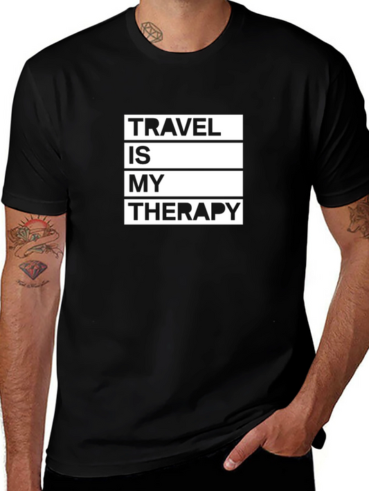 Travel Therapy Black Graphic T-Shirt