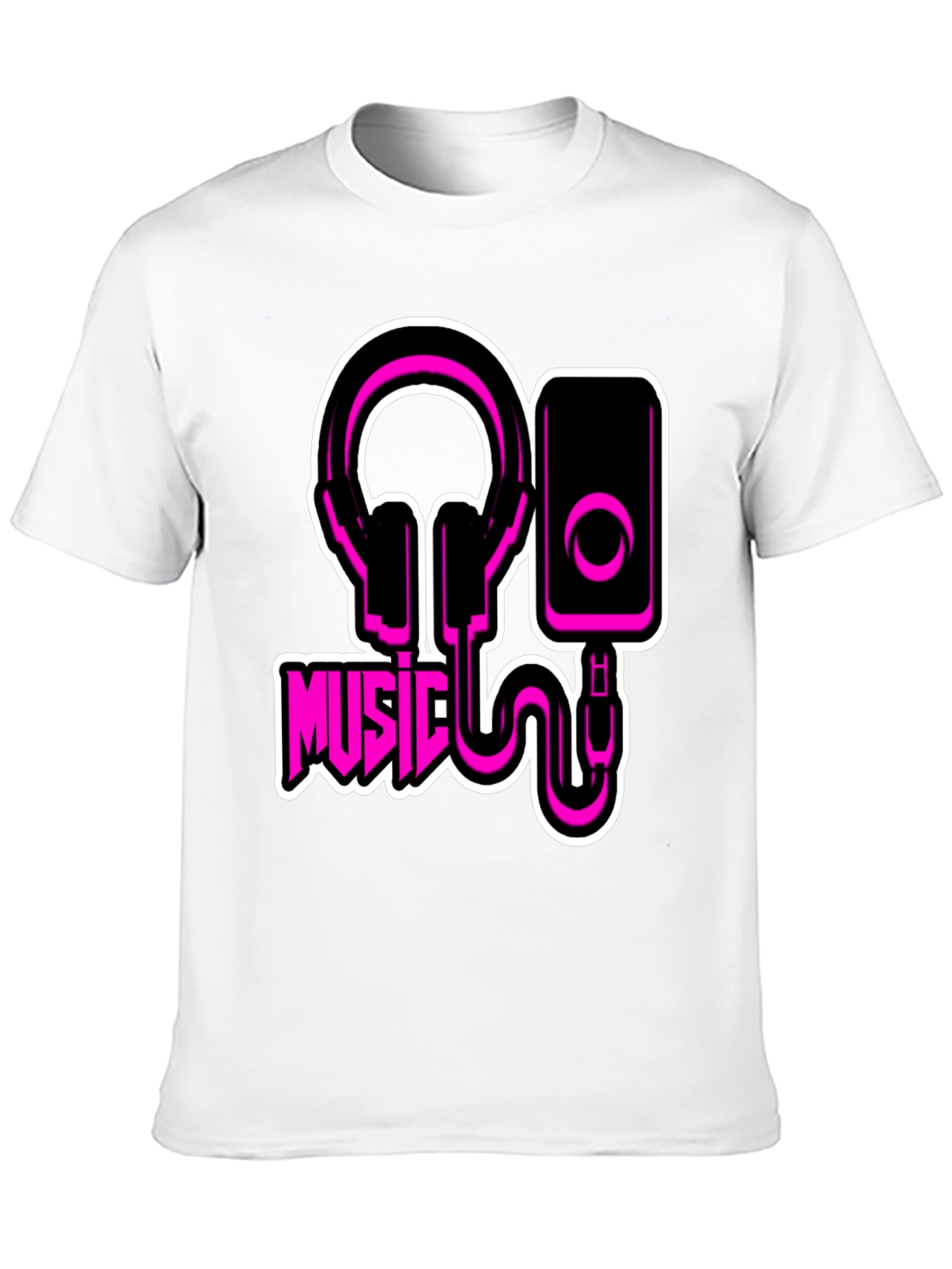 Black Music T-Shirt - Headphones and Speaker Graphic Tee