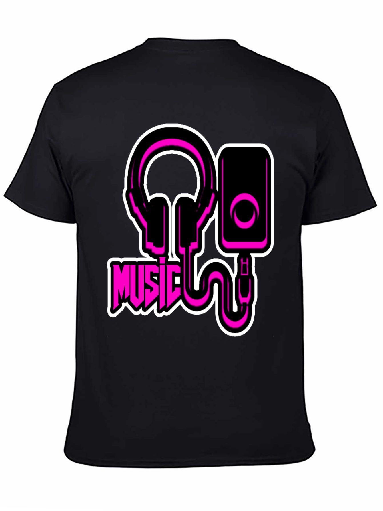 Black Music T-Shirt - Headphones and Speaker Graphic Tee