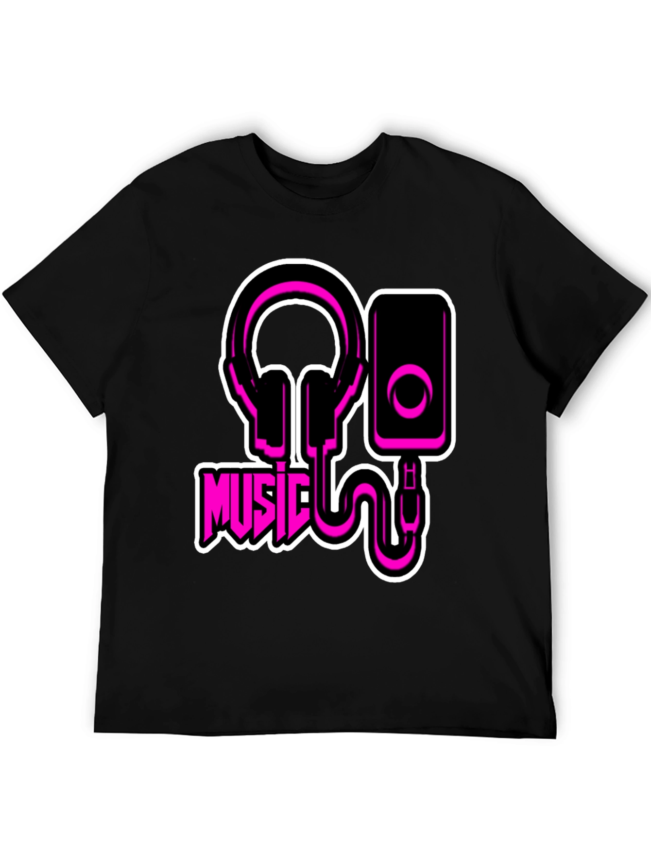 Black Music T-Shirt - Headphones and Speaker Graphic Tee