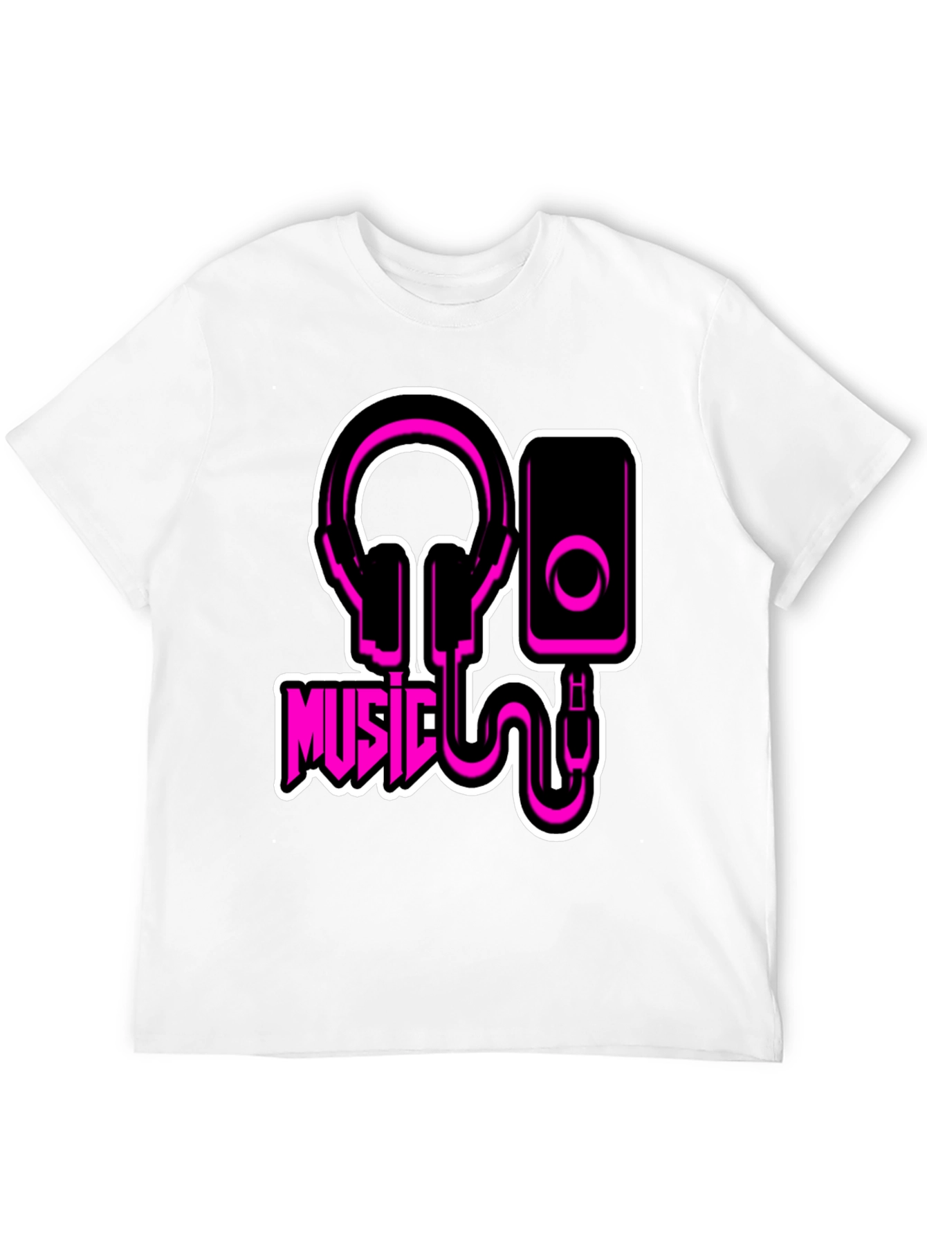 Black Music T-Shirt - Headphones and Speaker Graphic Tee