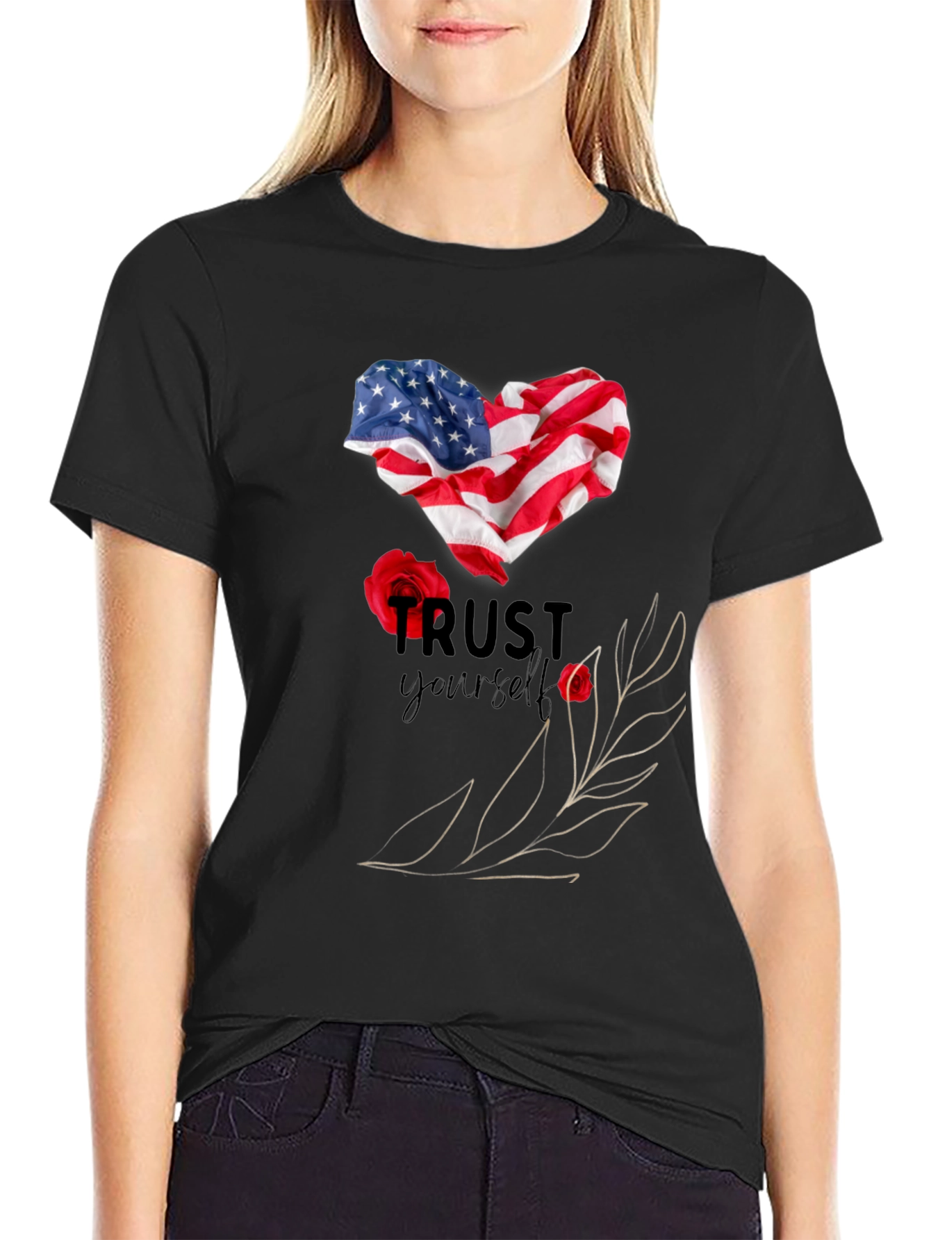Trust Yourself American Flag Heart T-Shirt