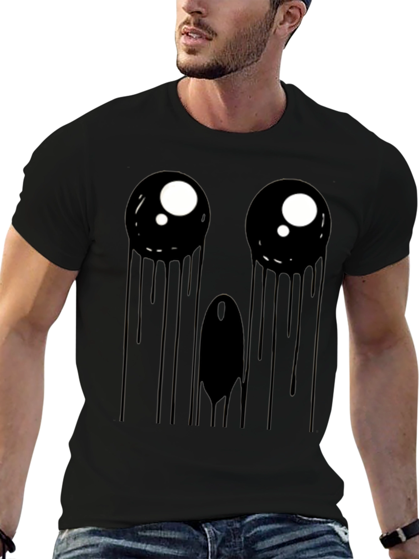 Creepy Dripping Eye Graphic Tee - Black
