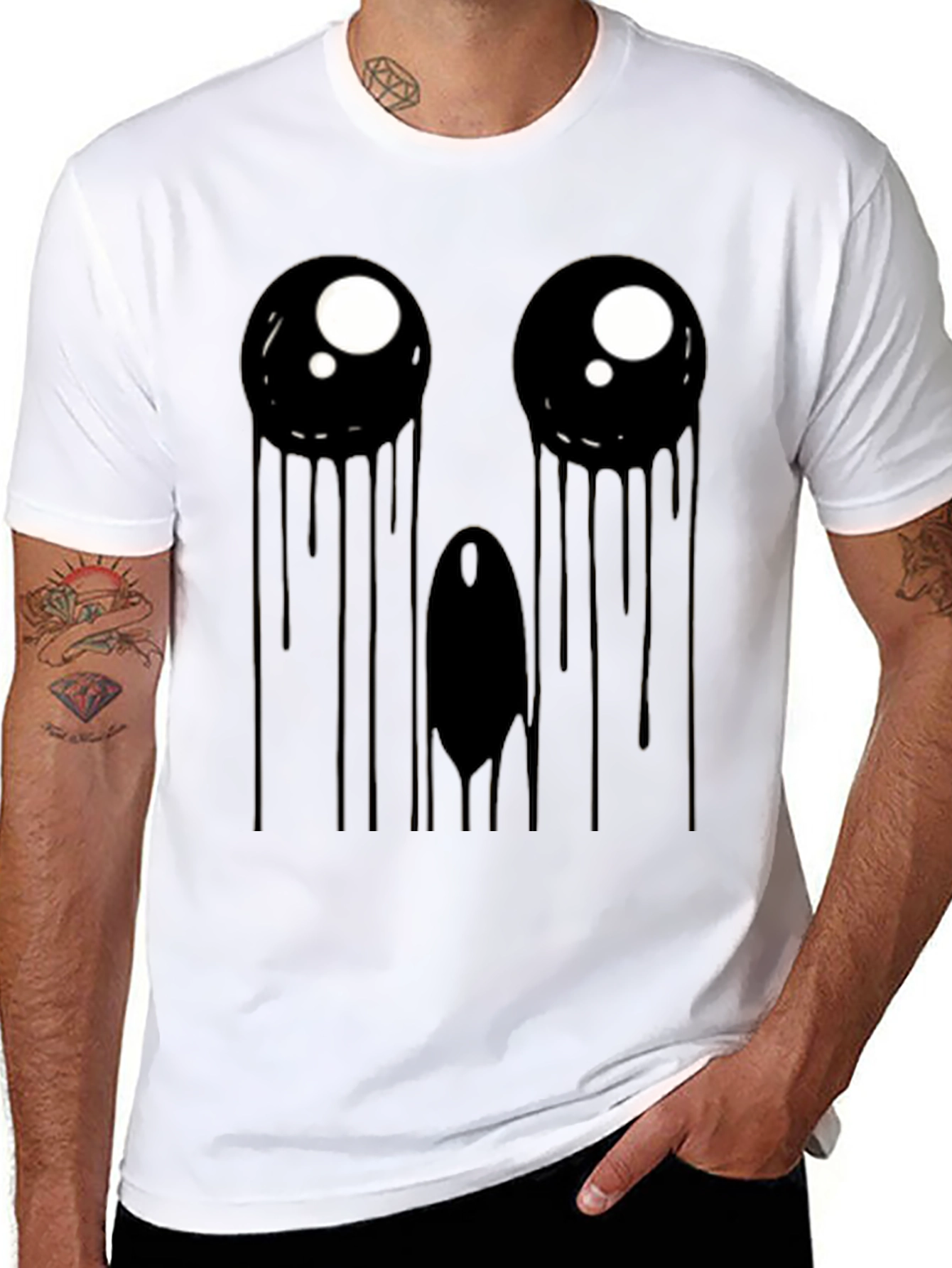 Creepy Dripping Eye Graphic Tee - Black