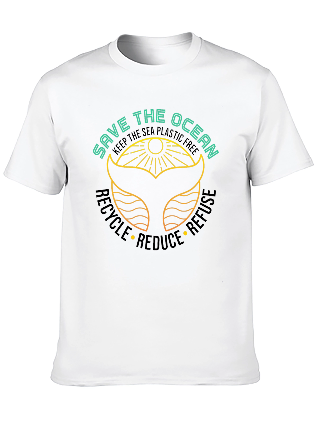 Save the Ocean Black T-Shirt - Whale Tail Graphic