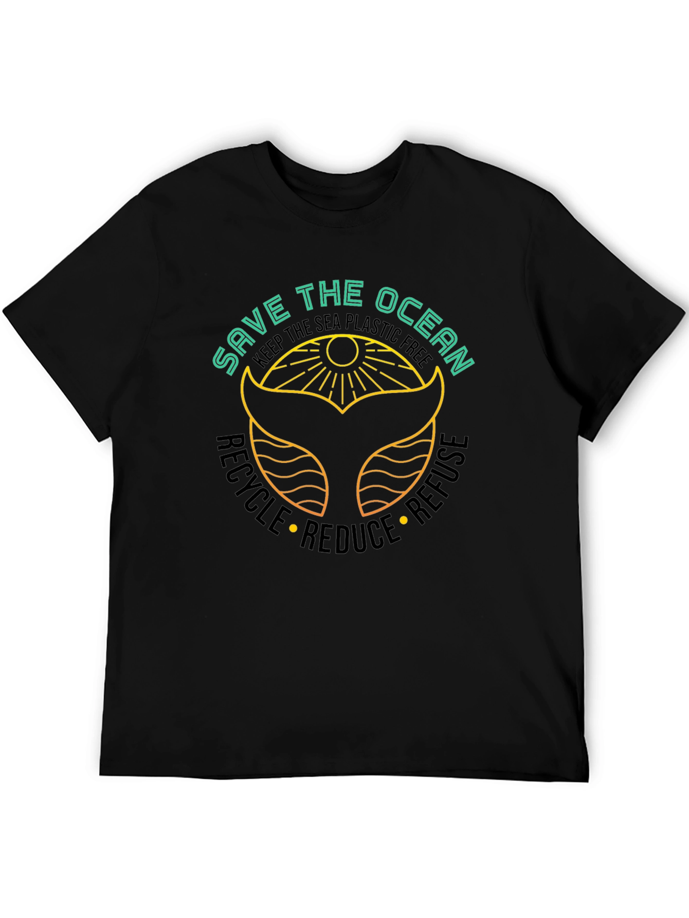 Save the Ocean Black T-Shirt - Whale Tail Graphic