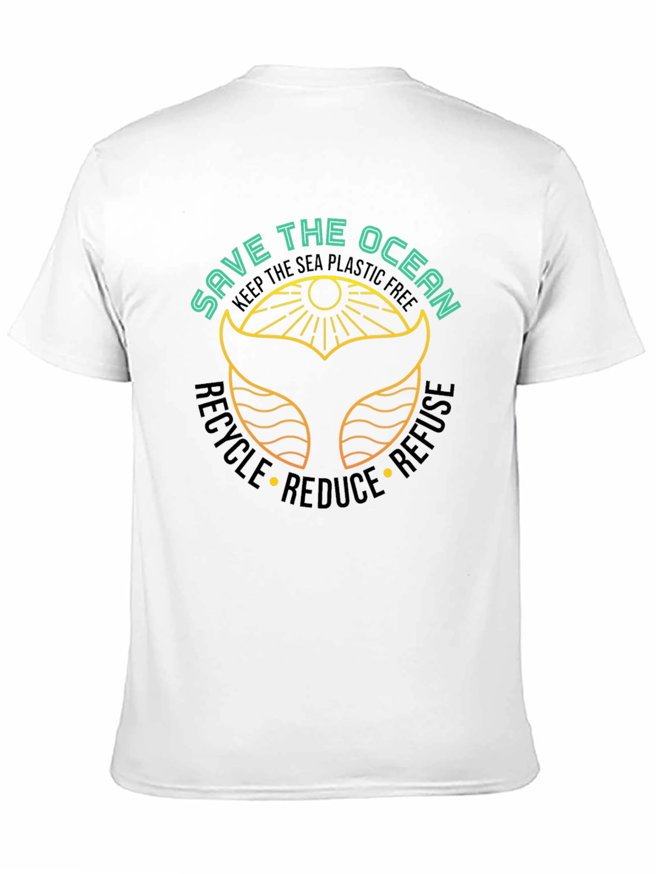 Save the Ocean Black T-Shirt - Whale Tail Graphic