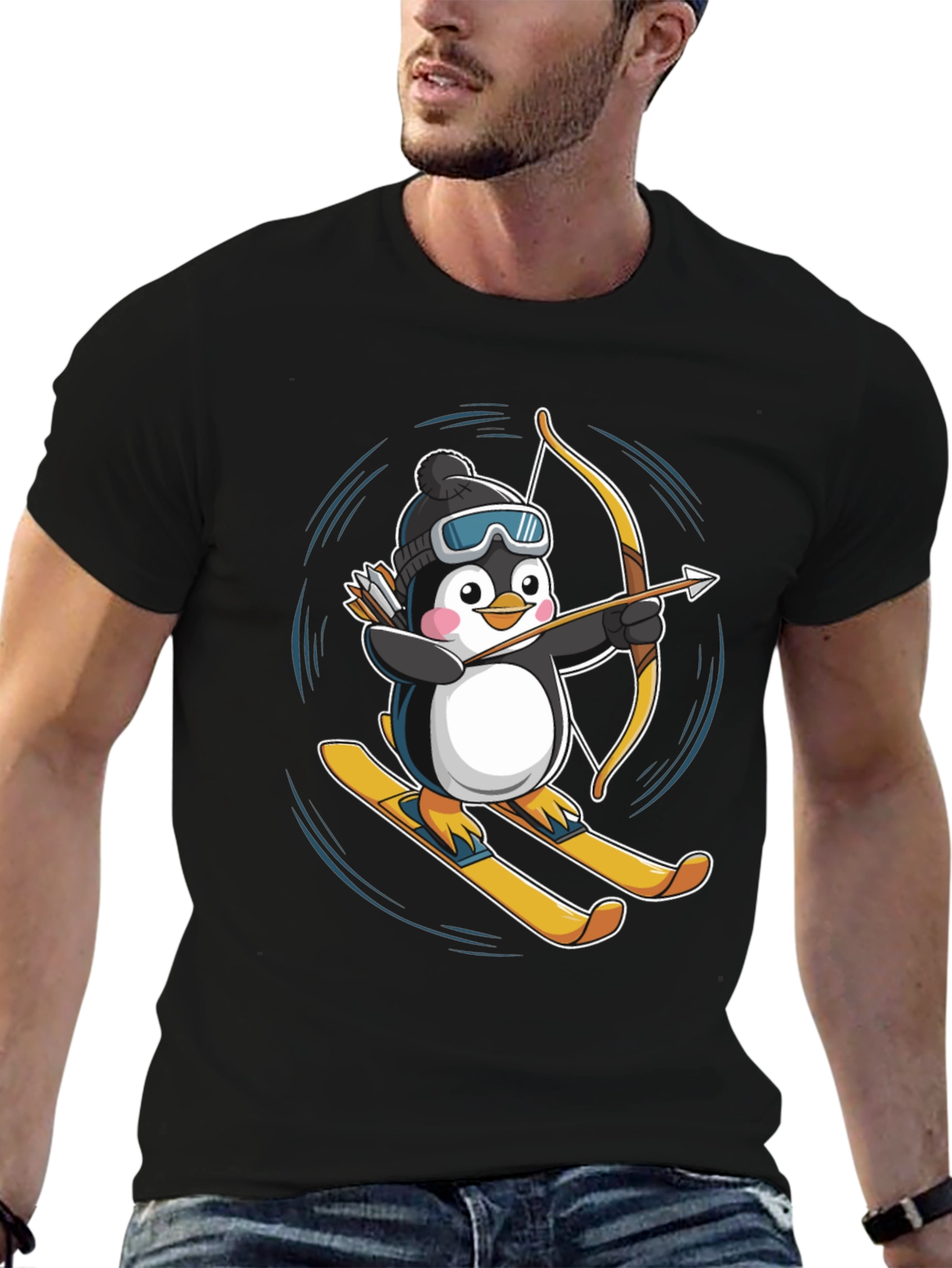 Skiing Penguin Archer Graphic Tee