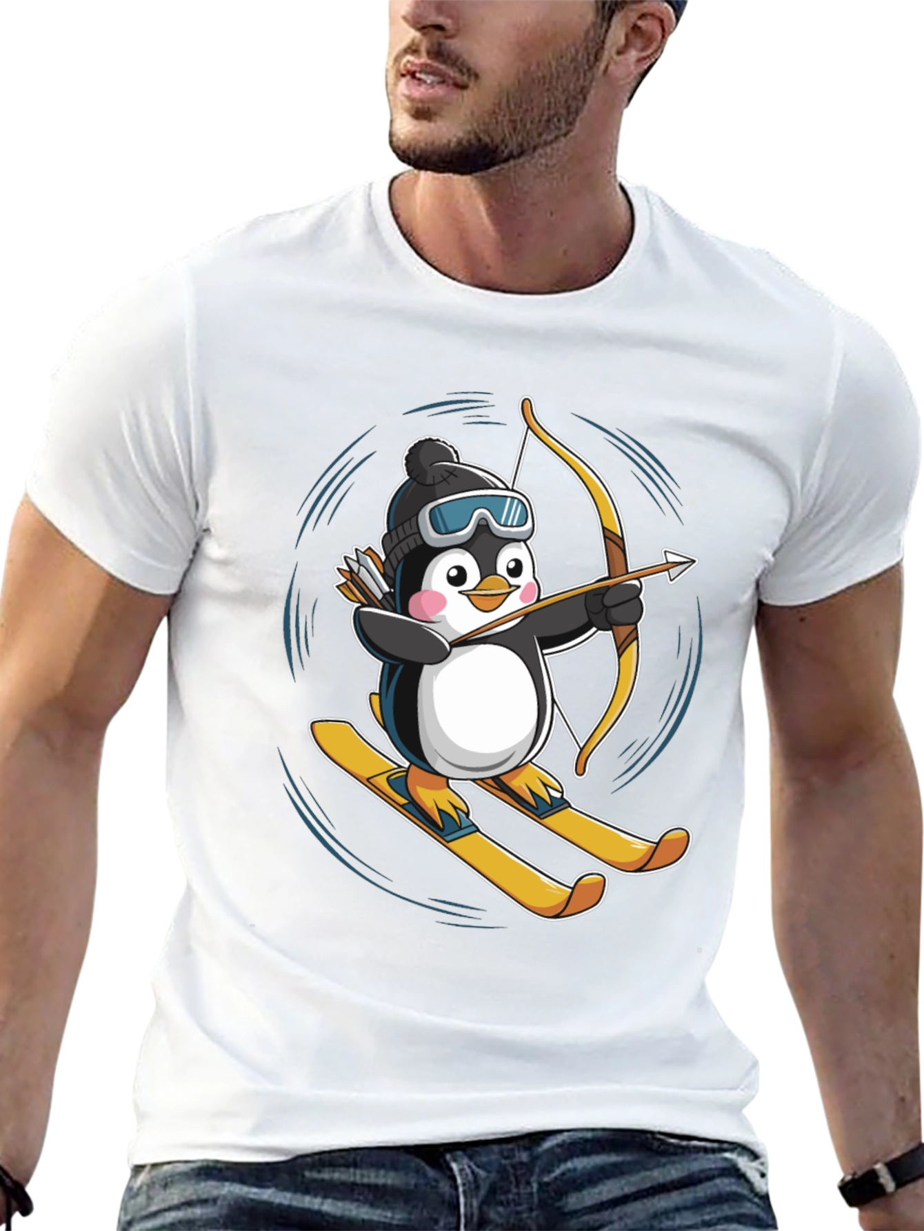 Skiing Penguin Archer Graphic Tee