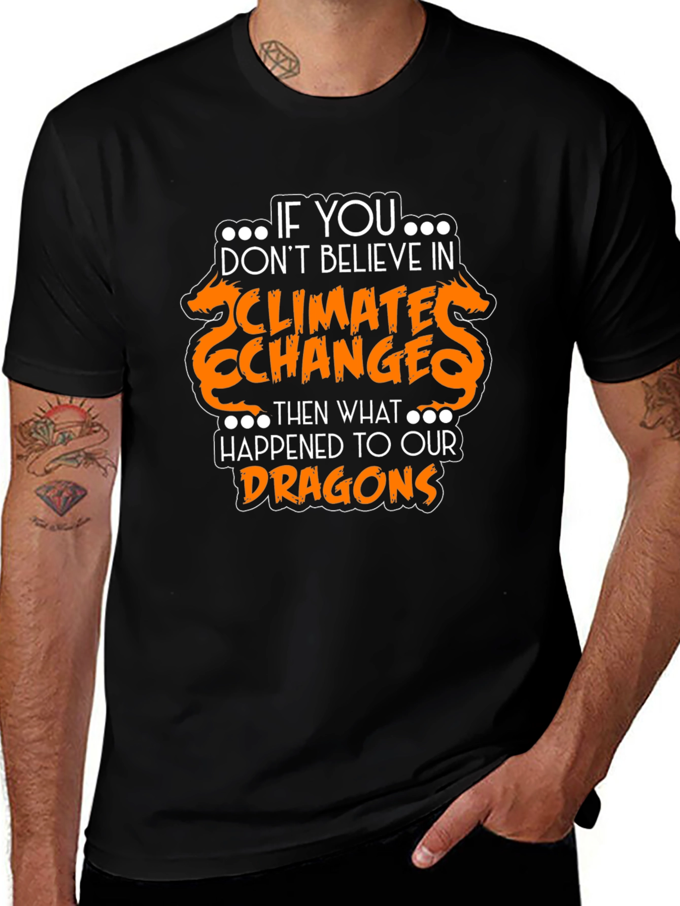 Climate Change Dragon Graphic Tee - Black