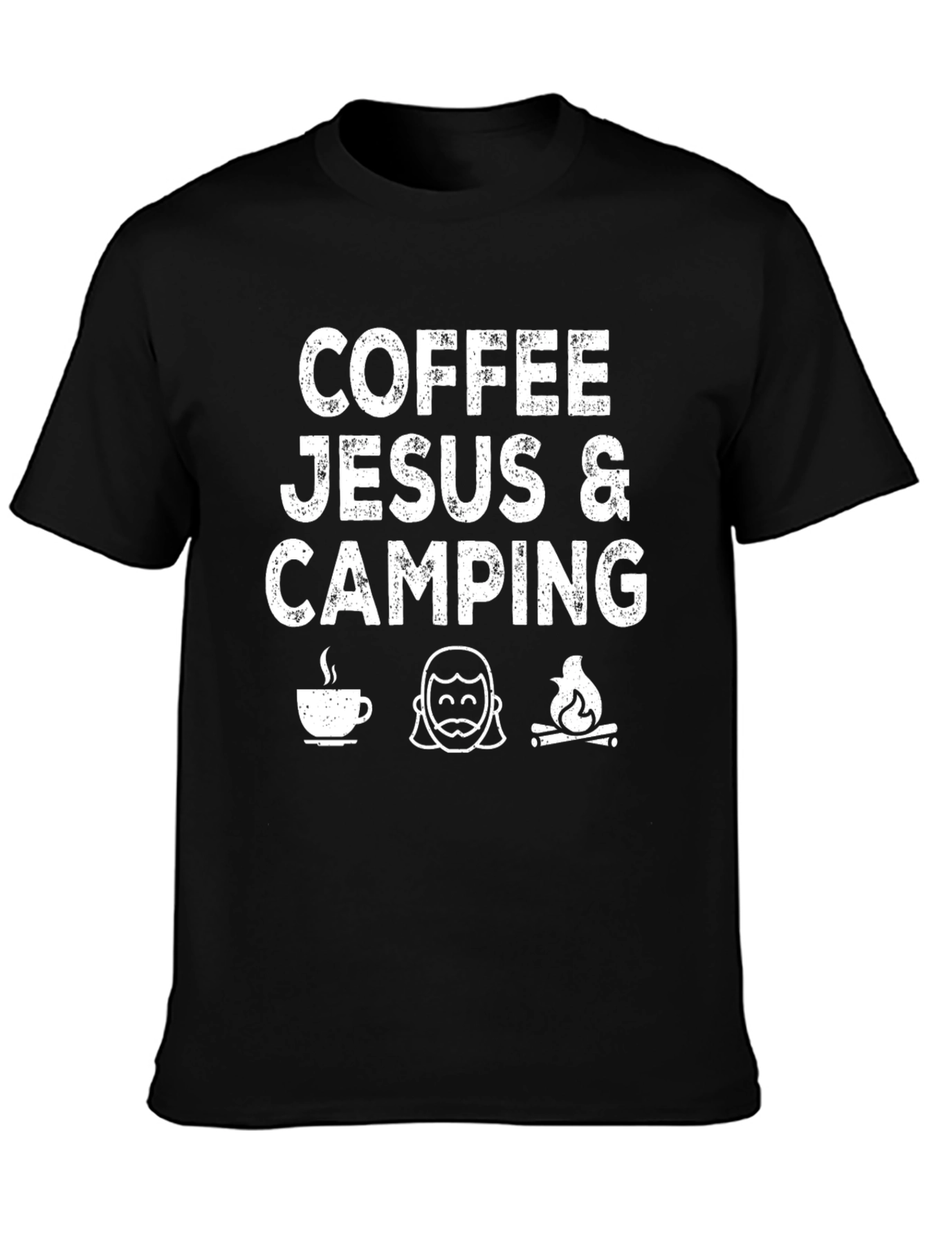 Coffee Jesus & Camping Black Graphic T-Shirt