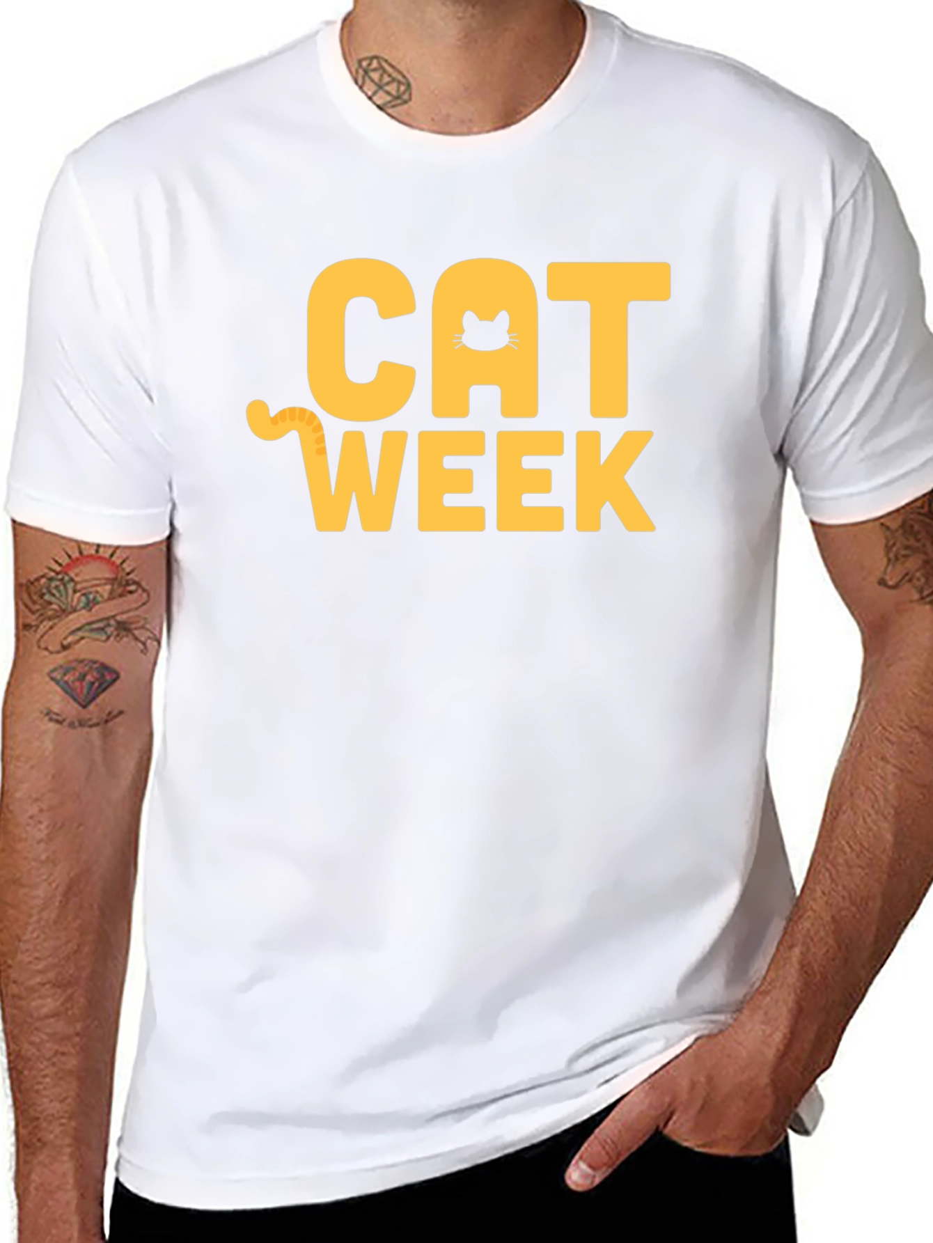 Cat Week Graphic T-Shirt - Black