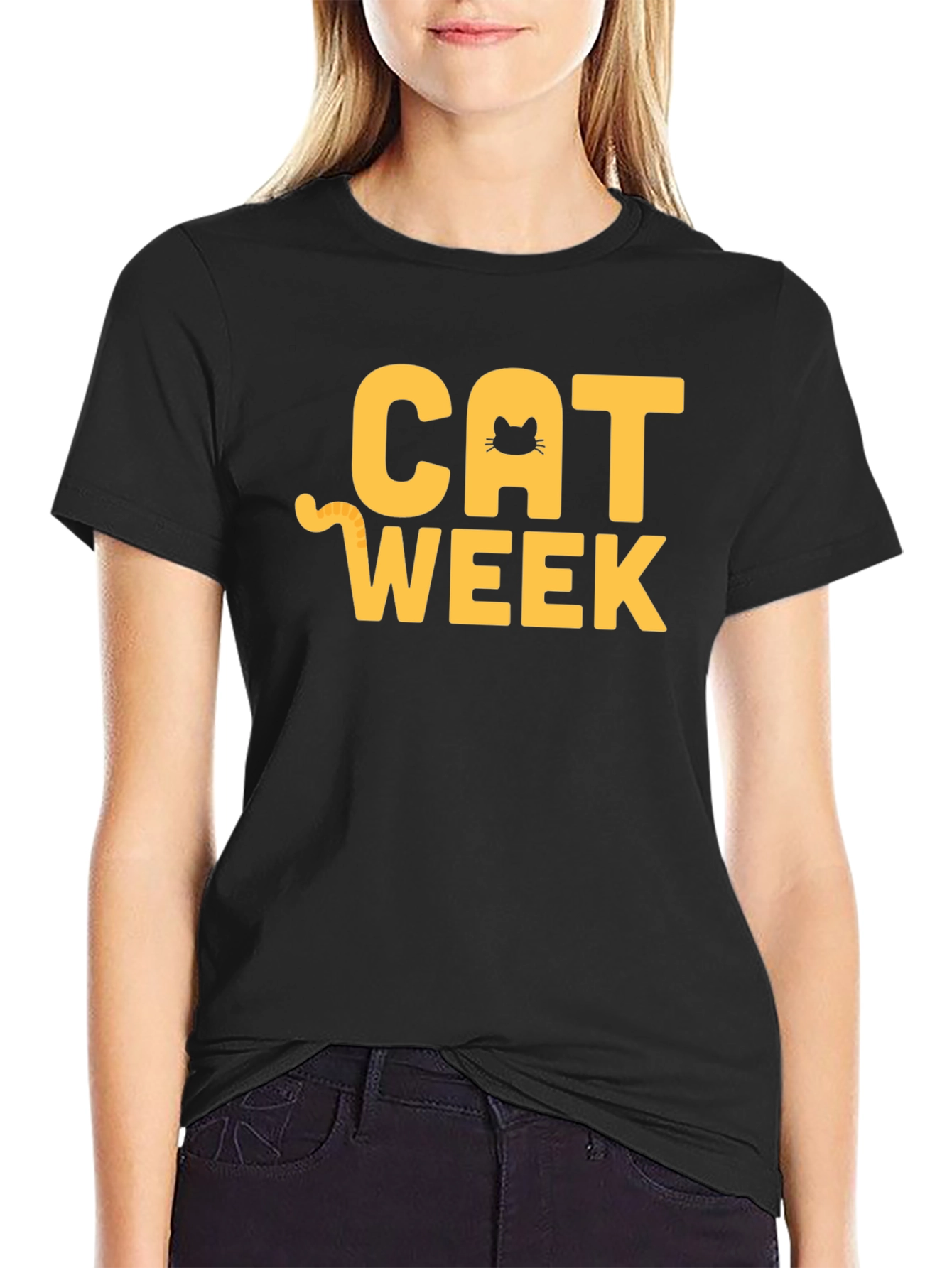 Cat Week Graphic T-Shirt - Black