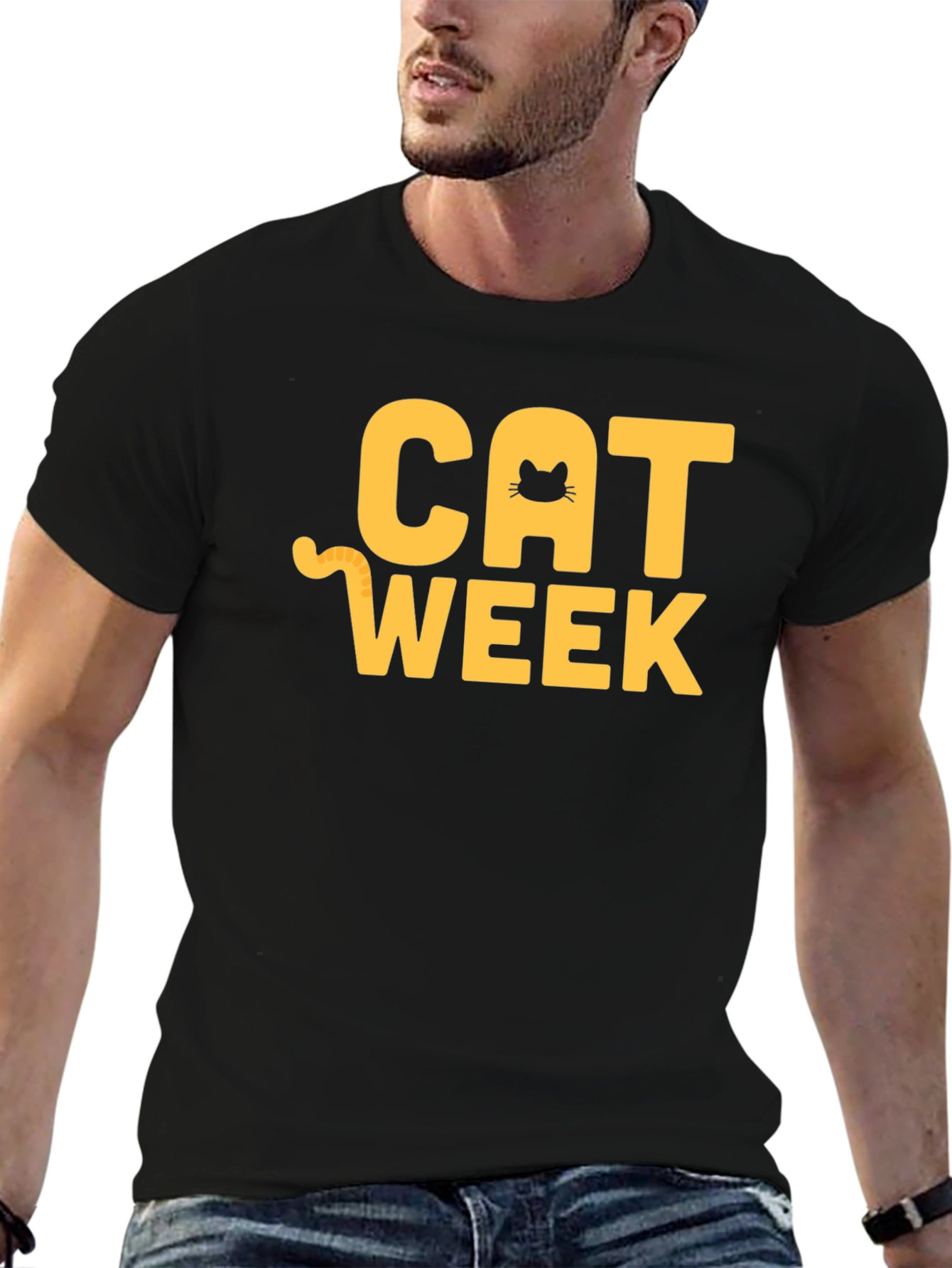 Cat Week Graphic T-Shirt - Black