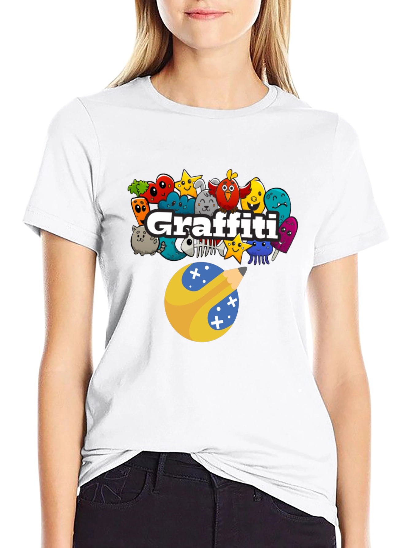 Cartoon Graffiti Style Graphic Tee
