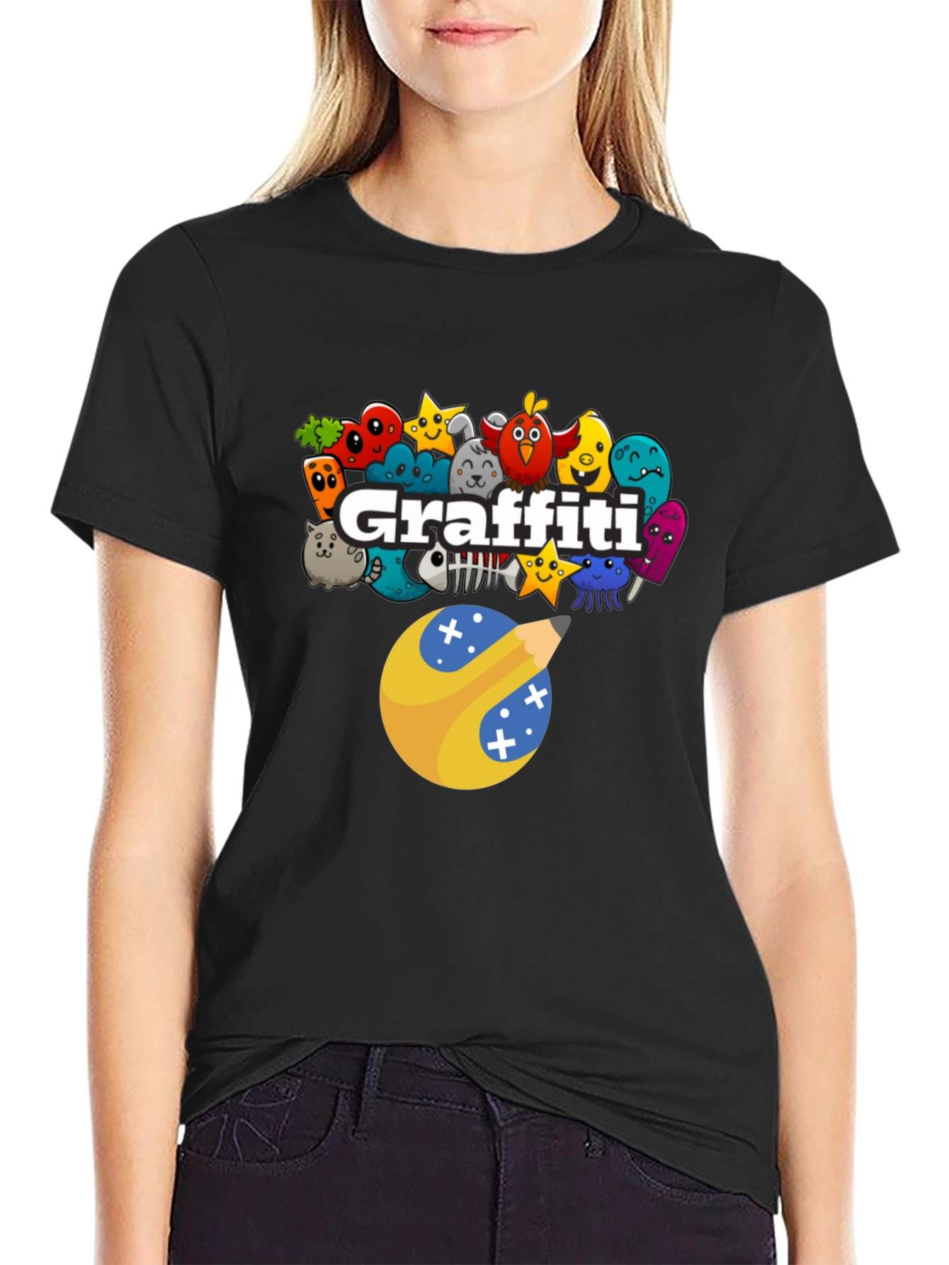 Cartoon Graffiti Style Graphic Tee