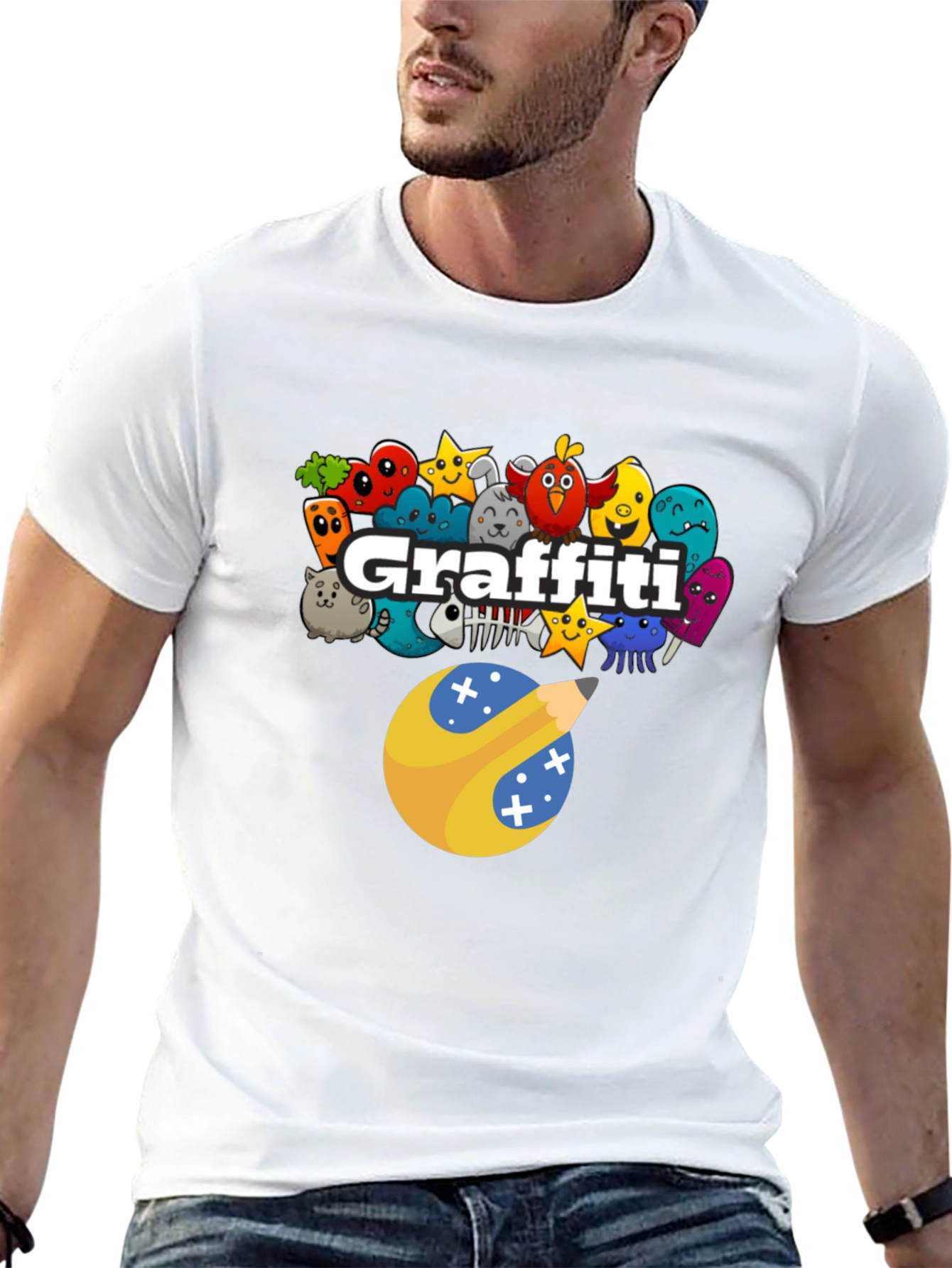 Cartoon Graffiti Style Graphic Tee