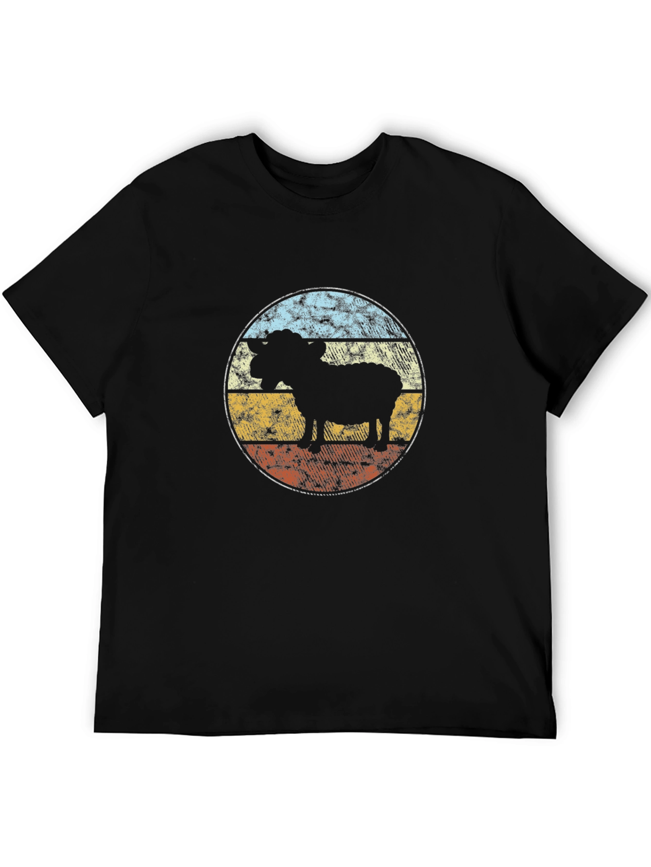 Retro Sheep Silhouette T-Shirt - Black