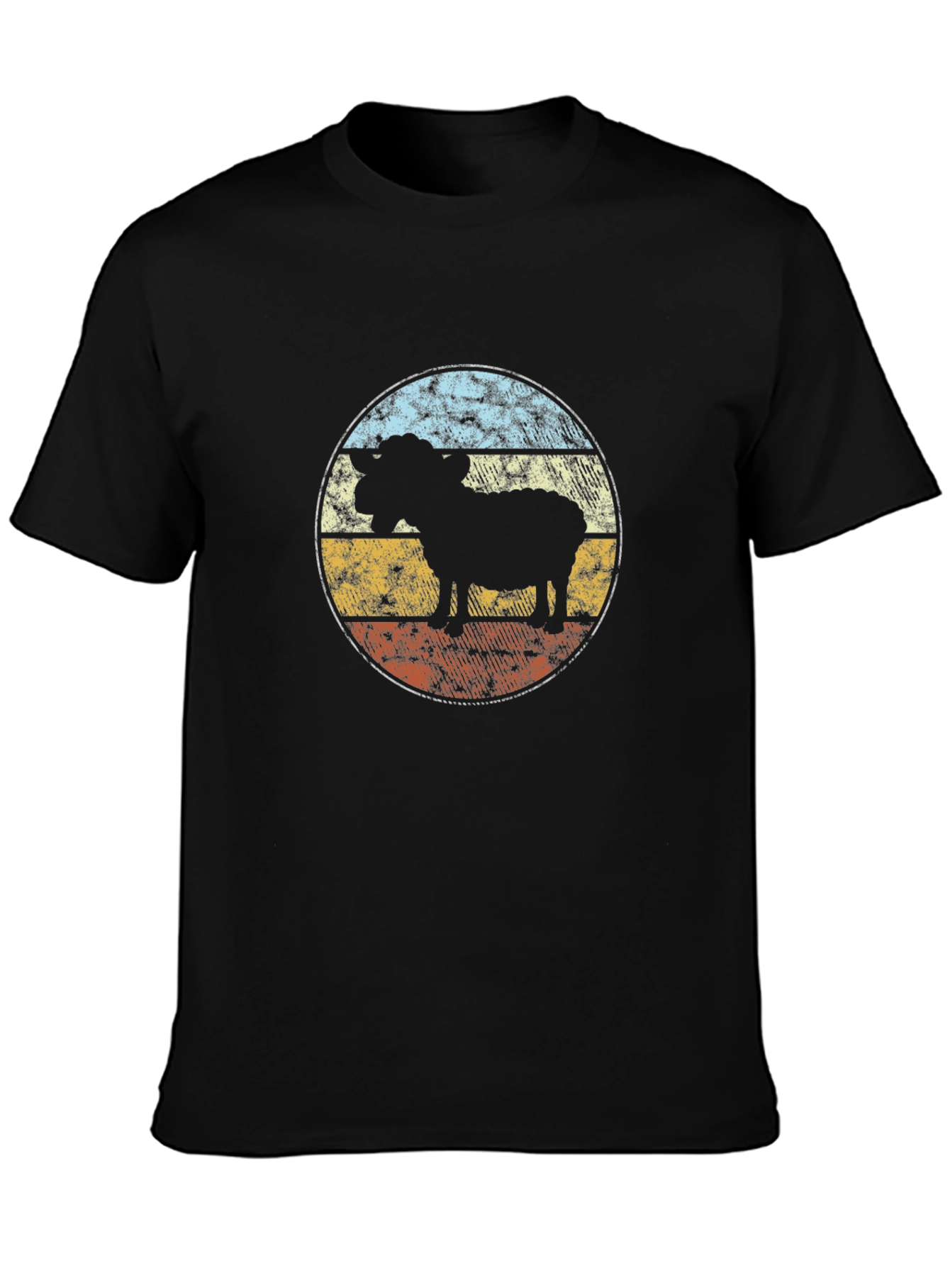 Retro Sheep Silhouette T-Shirt - Black