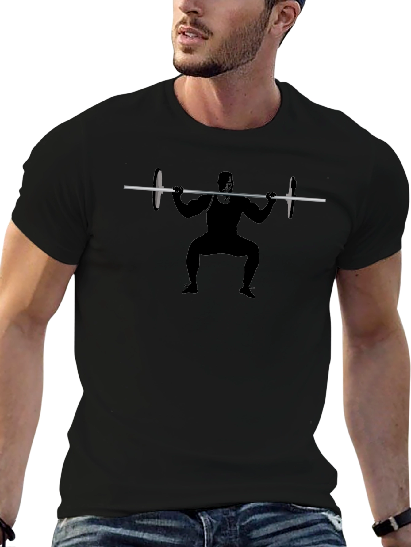 Weightlifter Silhouette Black T-Shirt